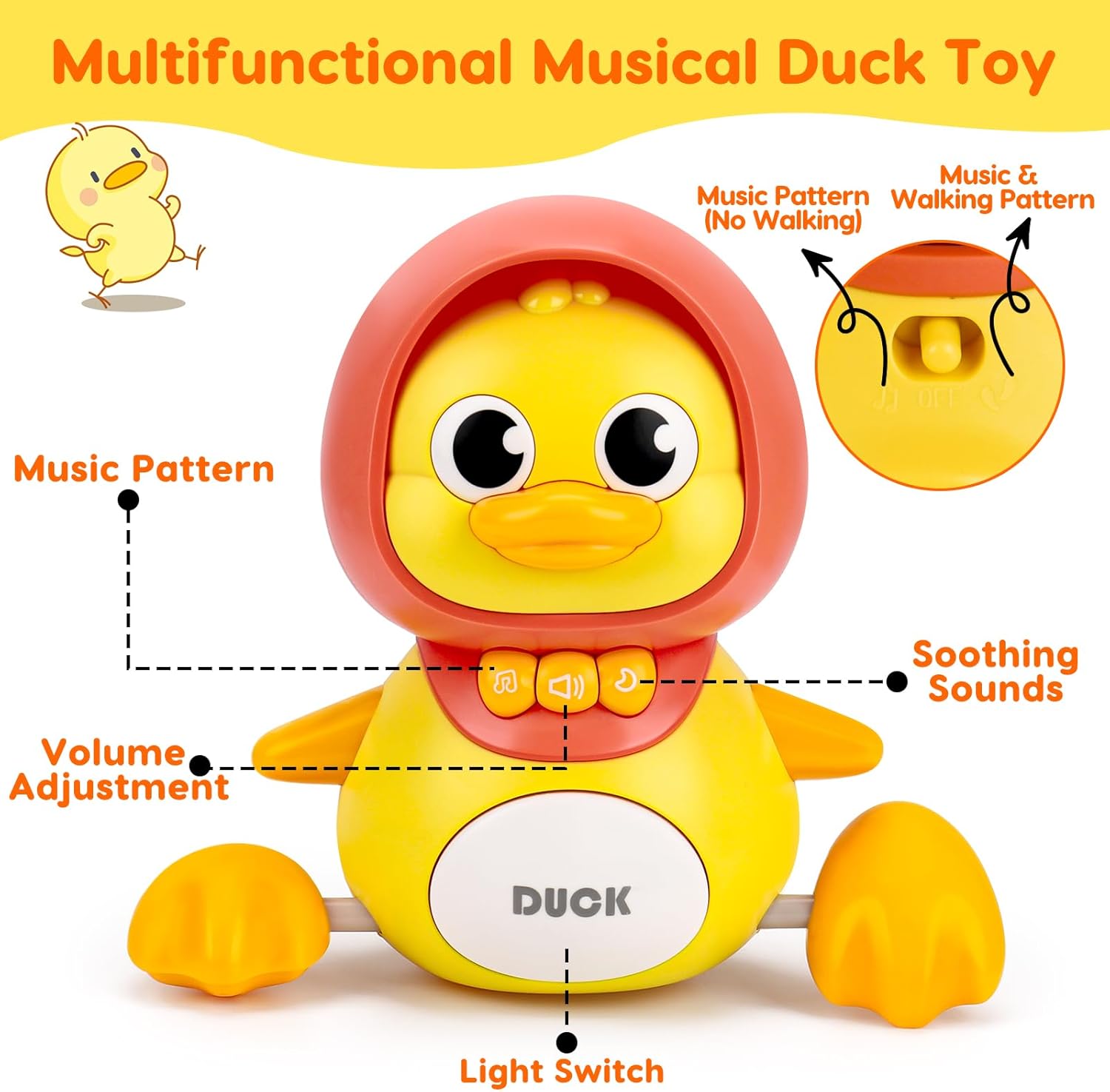 Fidtoy Baby Musical Duck Toy Set with Light Sound Crawling Fun
