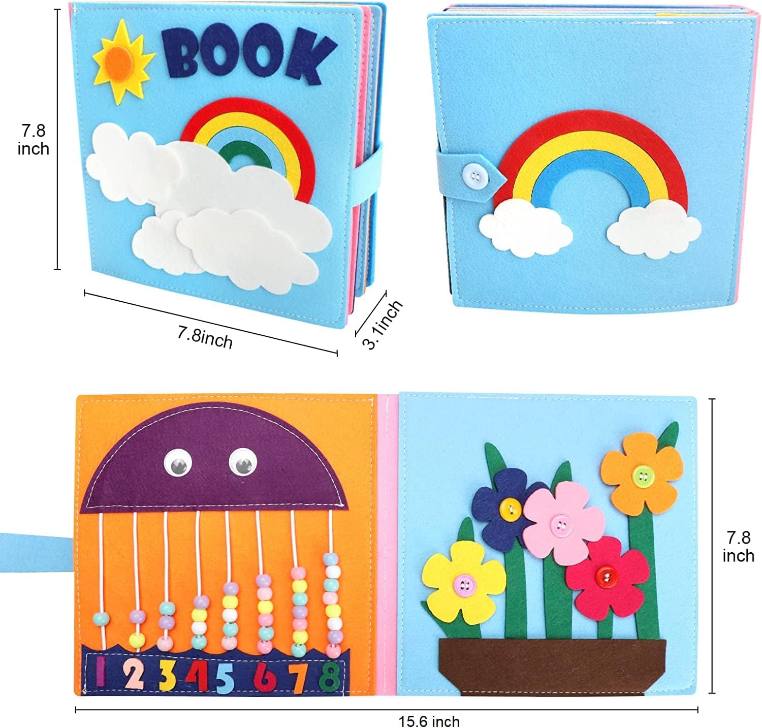 Fidtoy Montessori Busy Book for Toddlers | 12 Activities Quiet Sensory Learning Toy