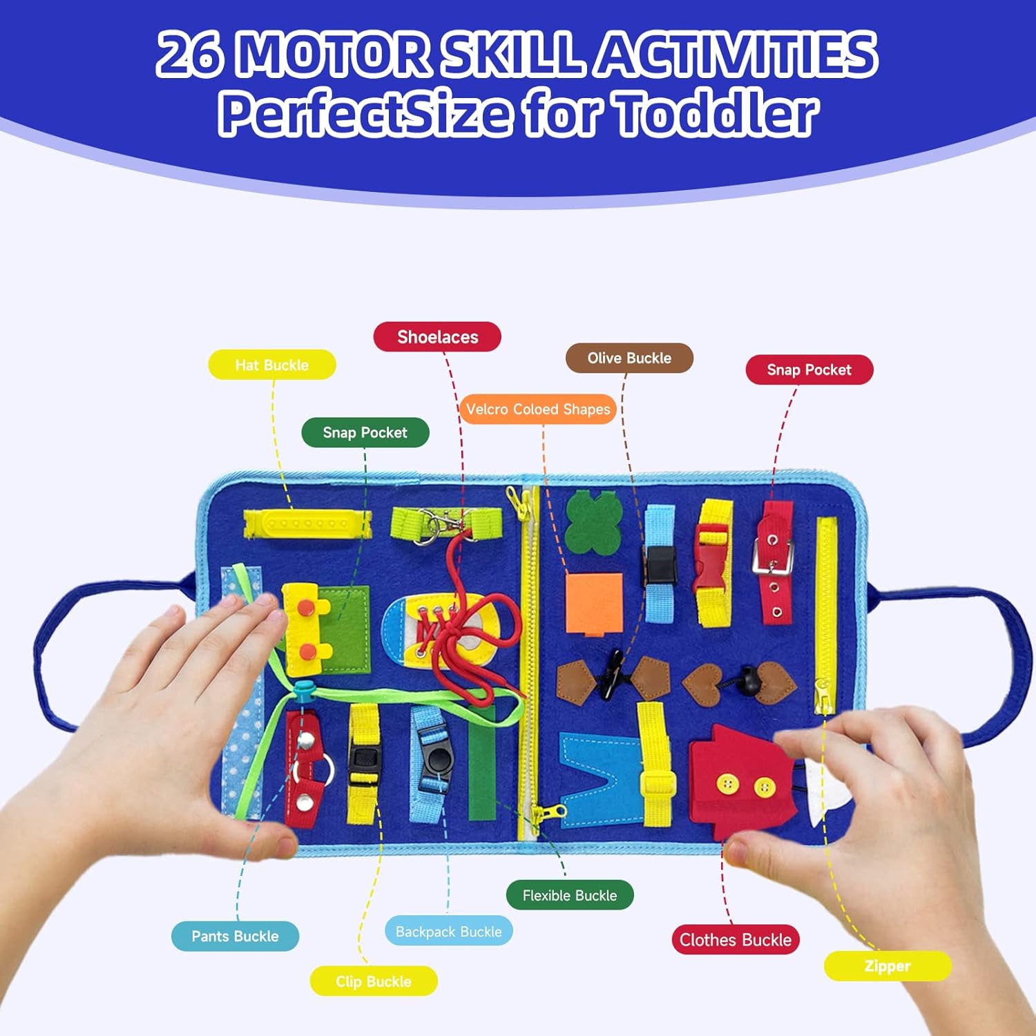 kigod Busy Board for Toddlers,Sensory Activity Board for Preschool Learning Toys Autism Educational Travel Toys, Montessori Educational Toys for Boy and Girl Gift