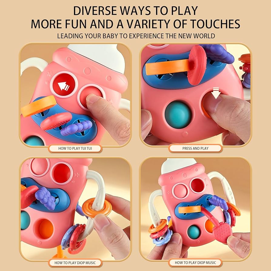 Fidtoy Silicone Pull String Sensory Toy for Babies 0-12 Months