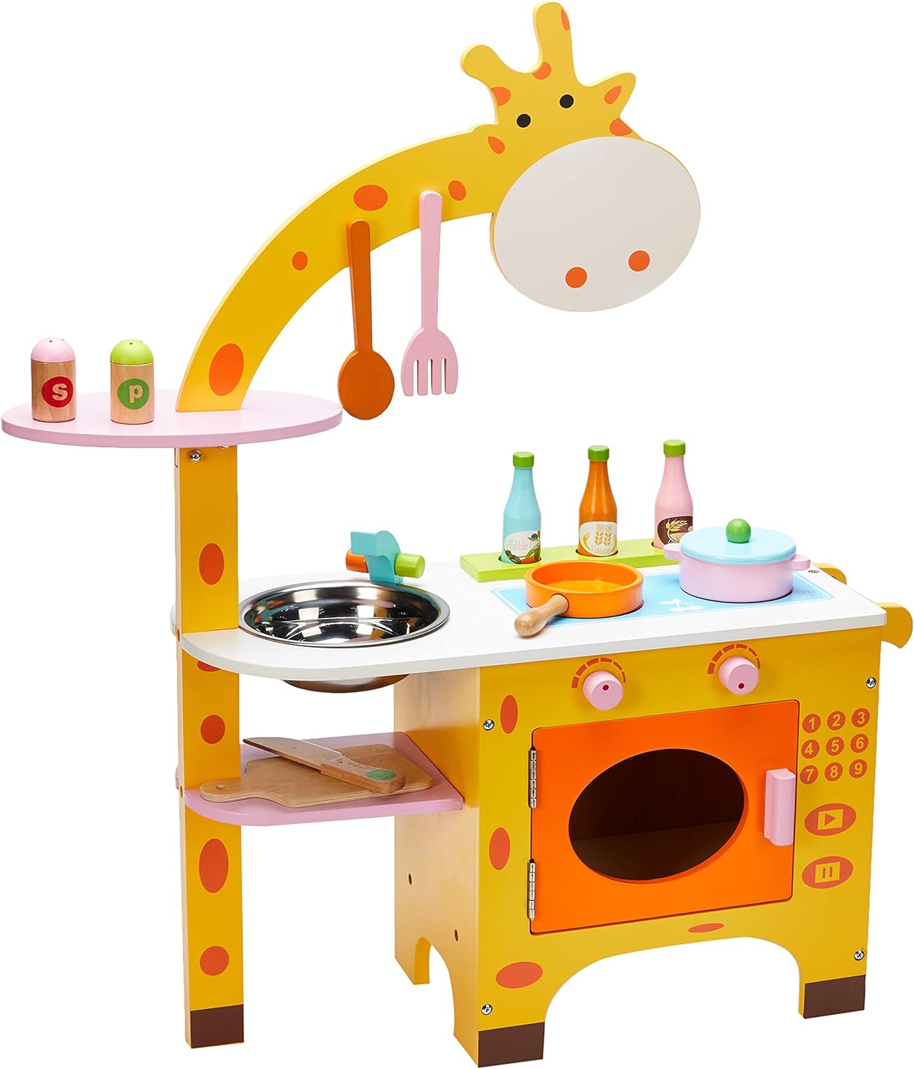 Ensemble de cuisine en bois Girafe Fidtoy pour les enfants jeu d'imitation
