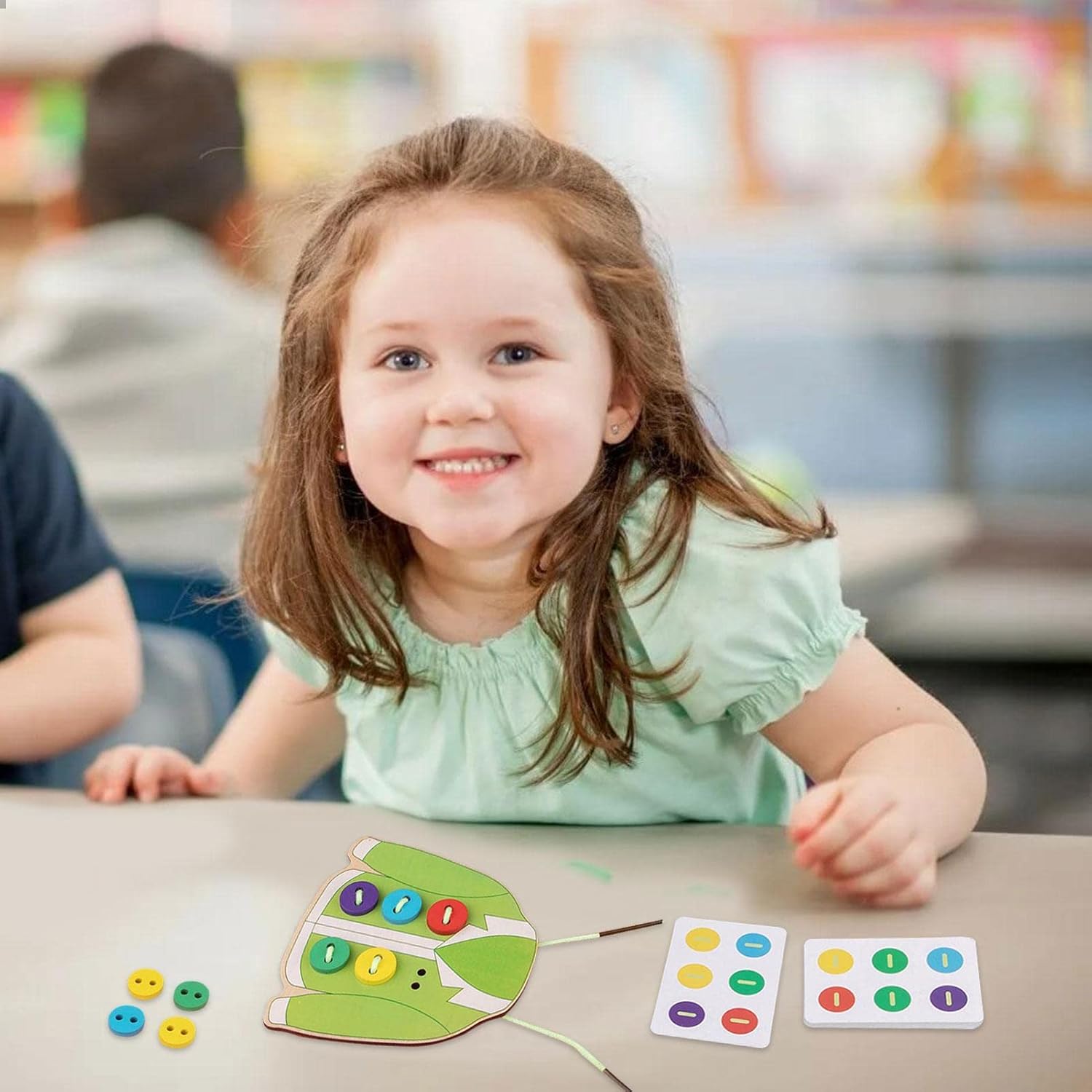 2 Clothes Lacing Toys,Wooden Clothes Lacing Toys for Kids | Fine Motor Skills Toys for Kids, Sewing Button Lacing Card Game for Experiencing Real Feeling of Sewing Buttons Shuying