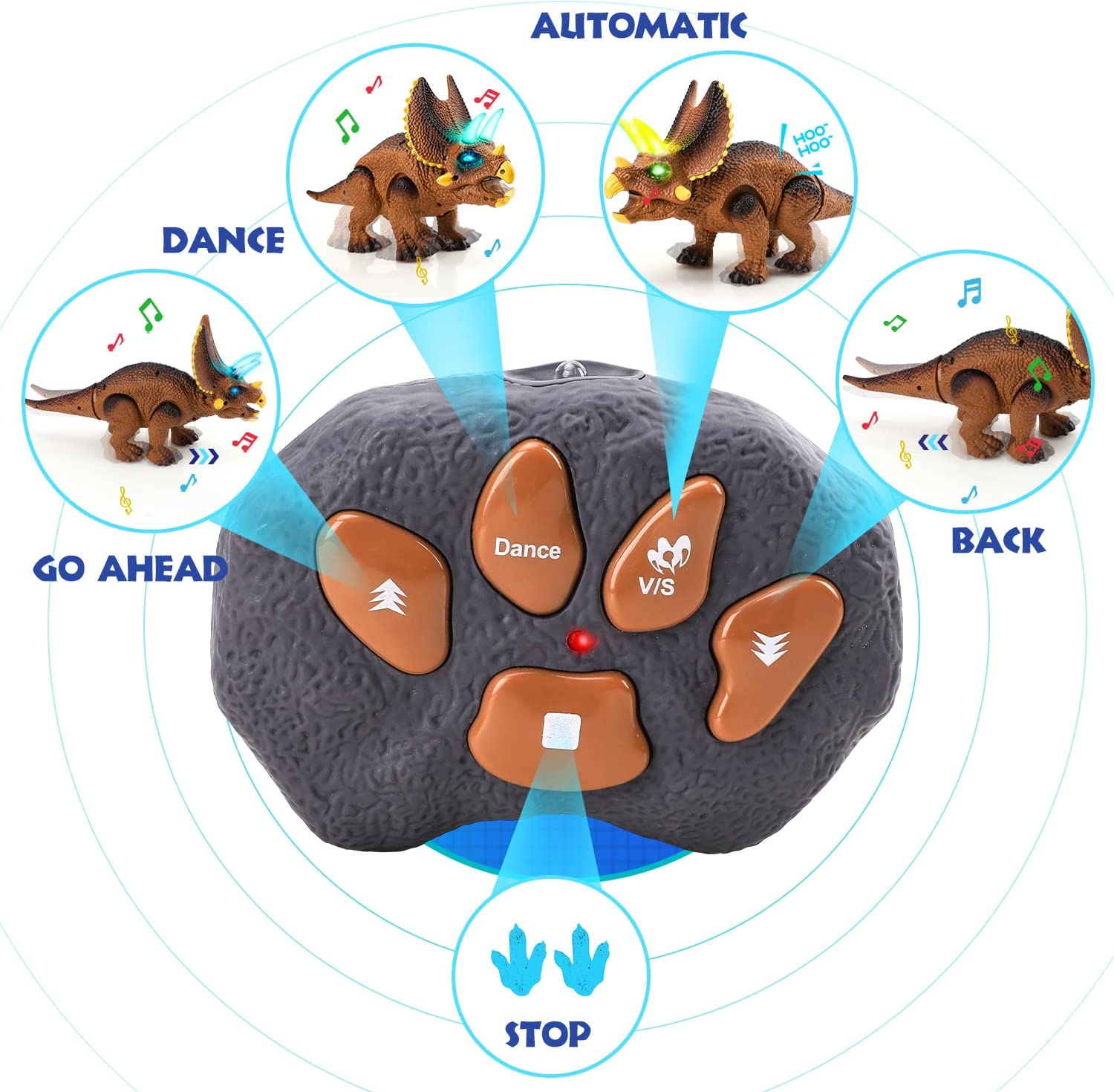 Fidtoy Remote Control Dinosaur Toy for Kids with Lights and Roar