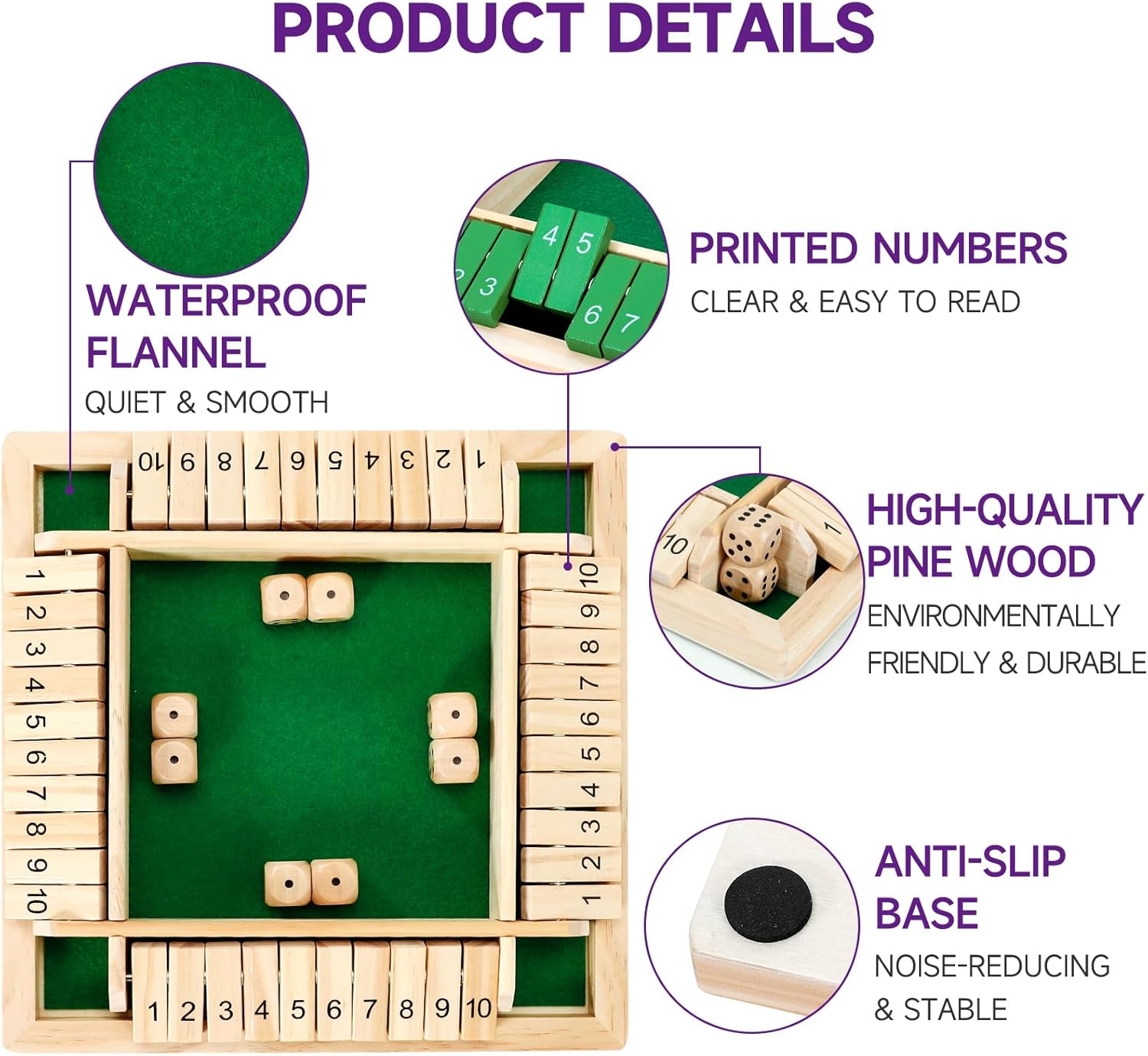 Jeu de dés de nombres en bois Fidtoy pour enfants de 3 ans et plus, jouet d'apprentissage des mathématiques