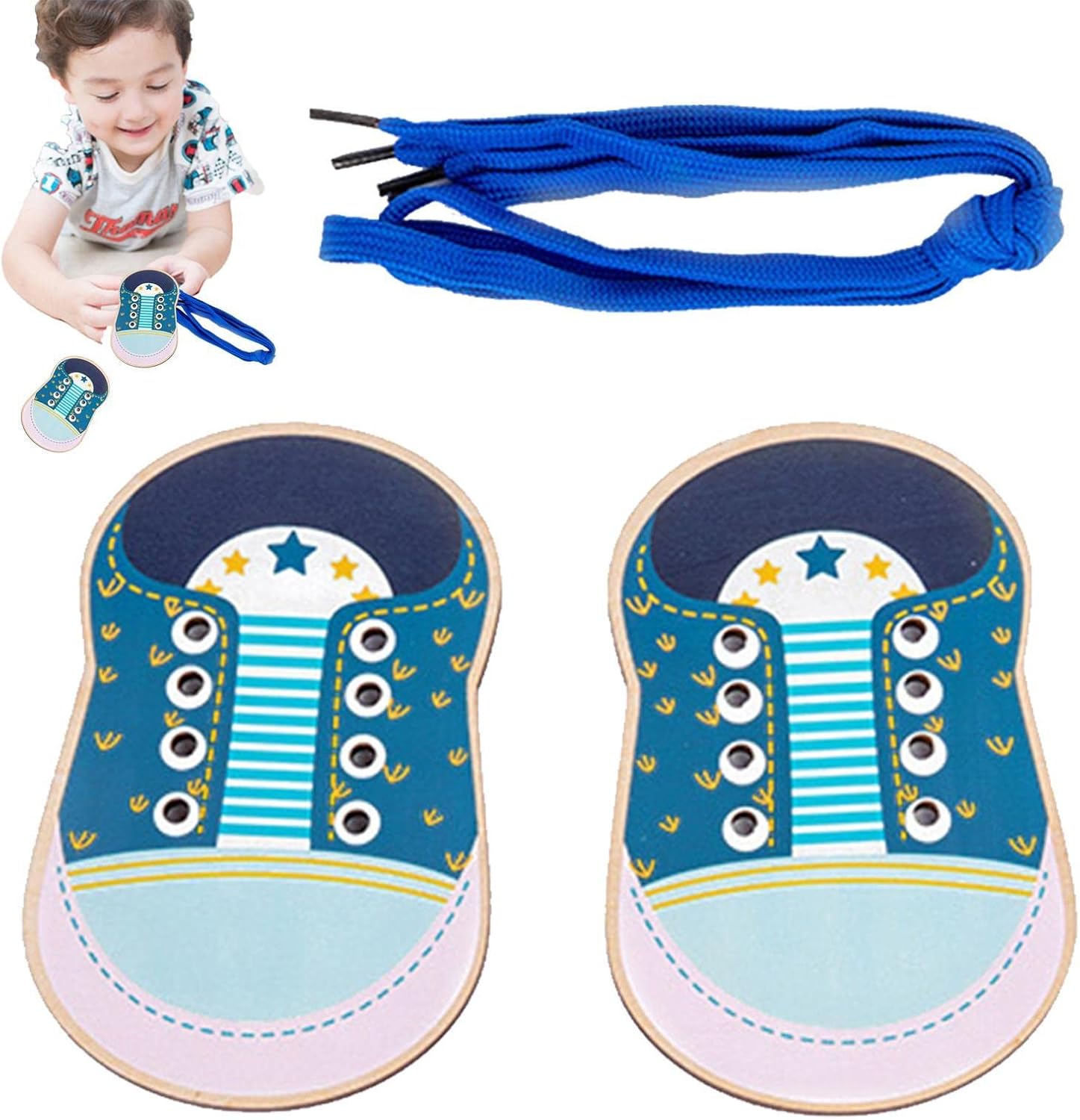 Ridecyle Lacing Shoe Toy - Kids Shoelace Threading Learning Toy,Learn to Tie Shoes Children Shoelace Threading Teaching Toy Early Educational Teaching Toy, Shoes Tying Training Toy
