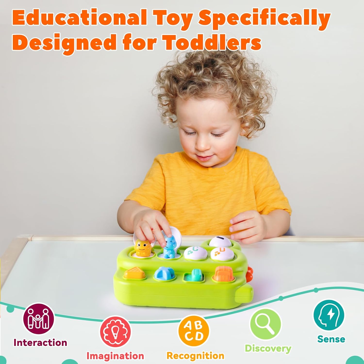Fidtoy Dinosaur Alphabet Pop Up Toy for Toddlers | Montessori Cause and Effect Learning Toy for Fine Motor Skills