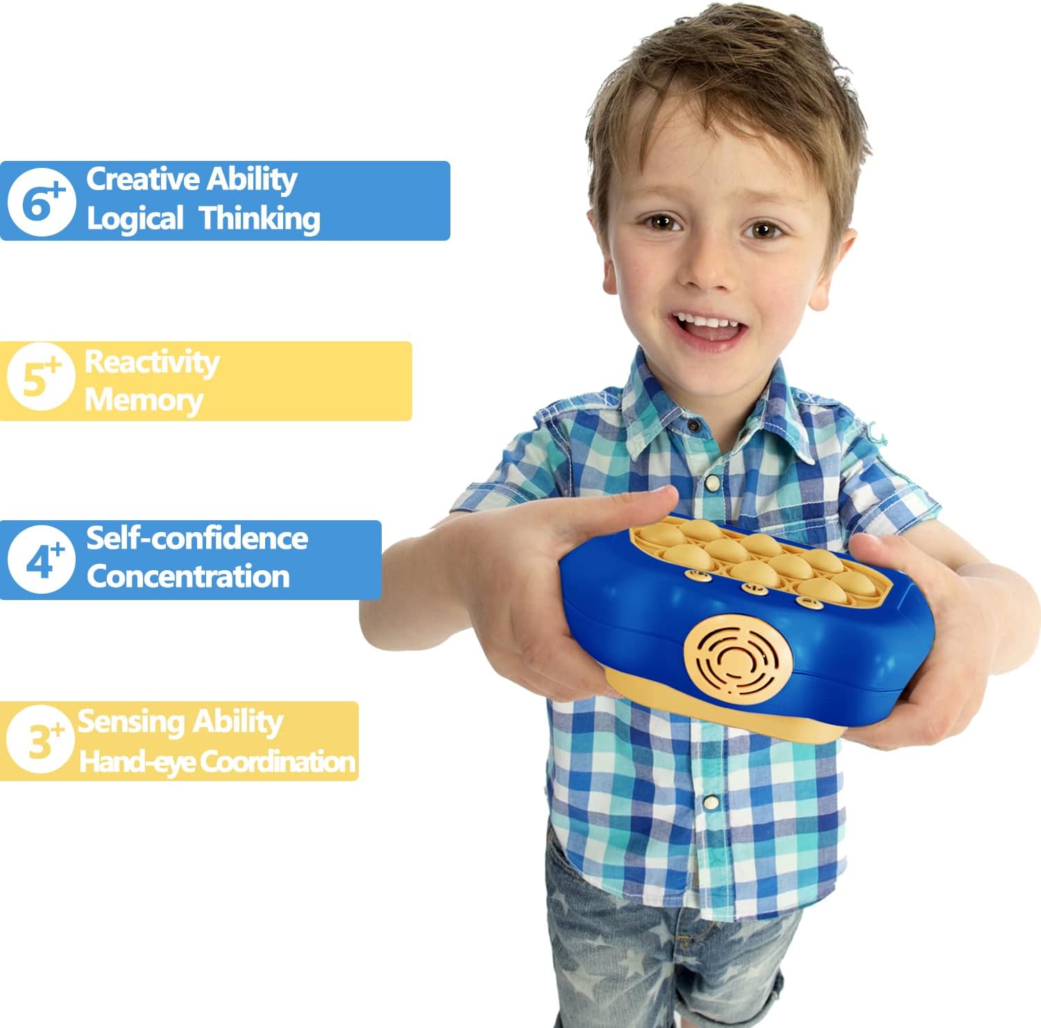 Console de jeu Fidtoy Pop It – Jouet sensoriel lumineux portable pour enfants de 3 ans et plus