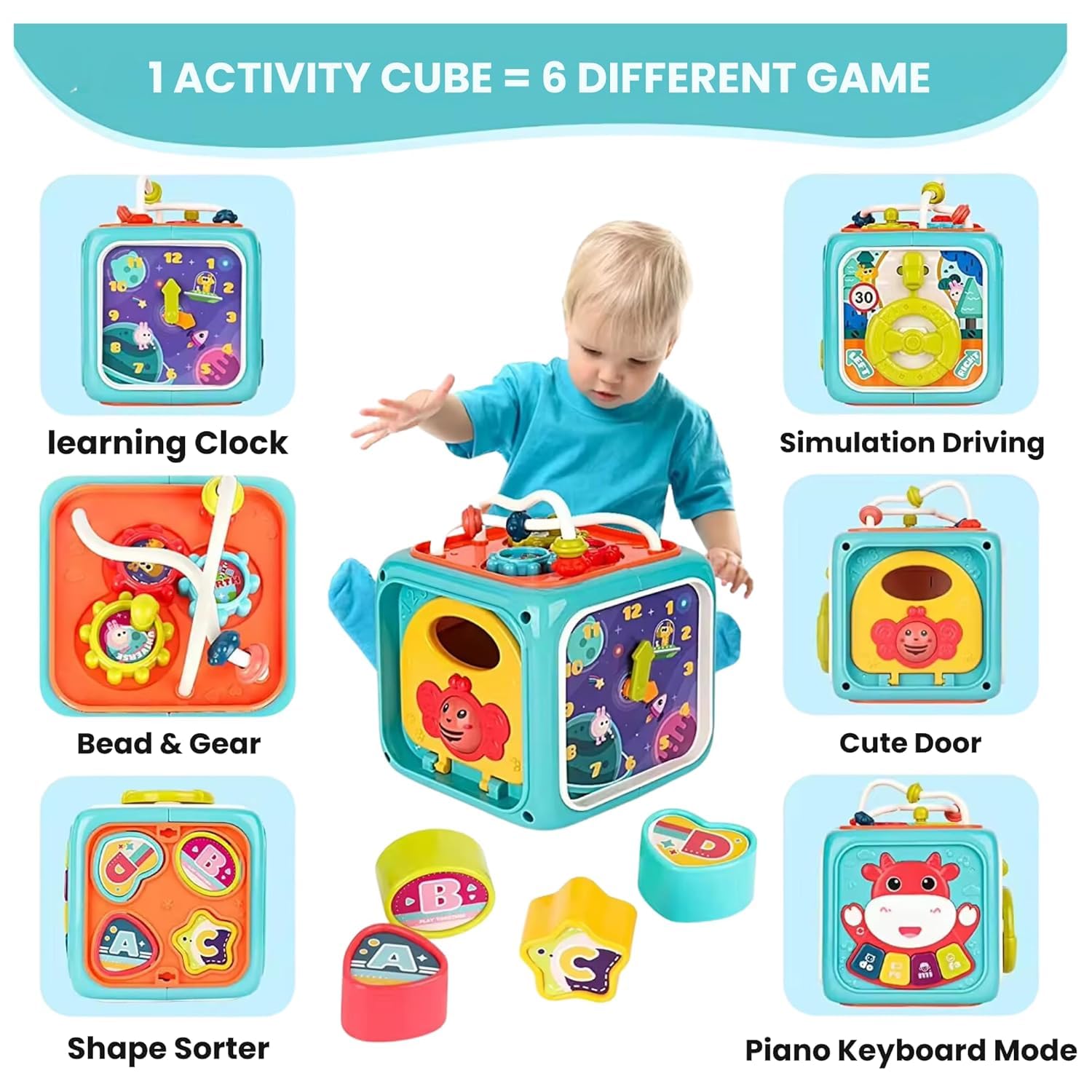 Fidtoy Multifunctional Activity Cube Toy for Toddlers 18M+
