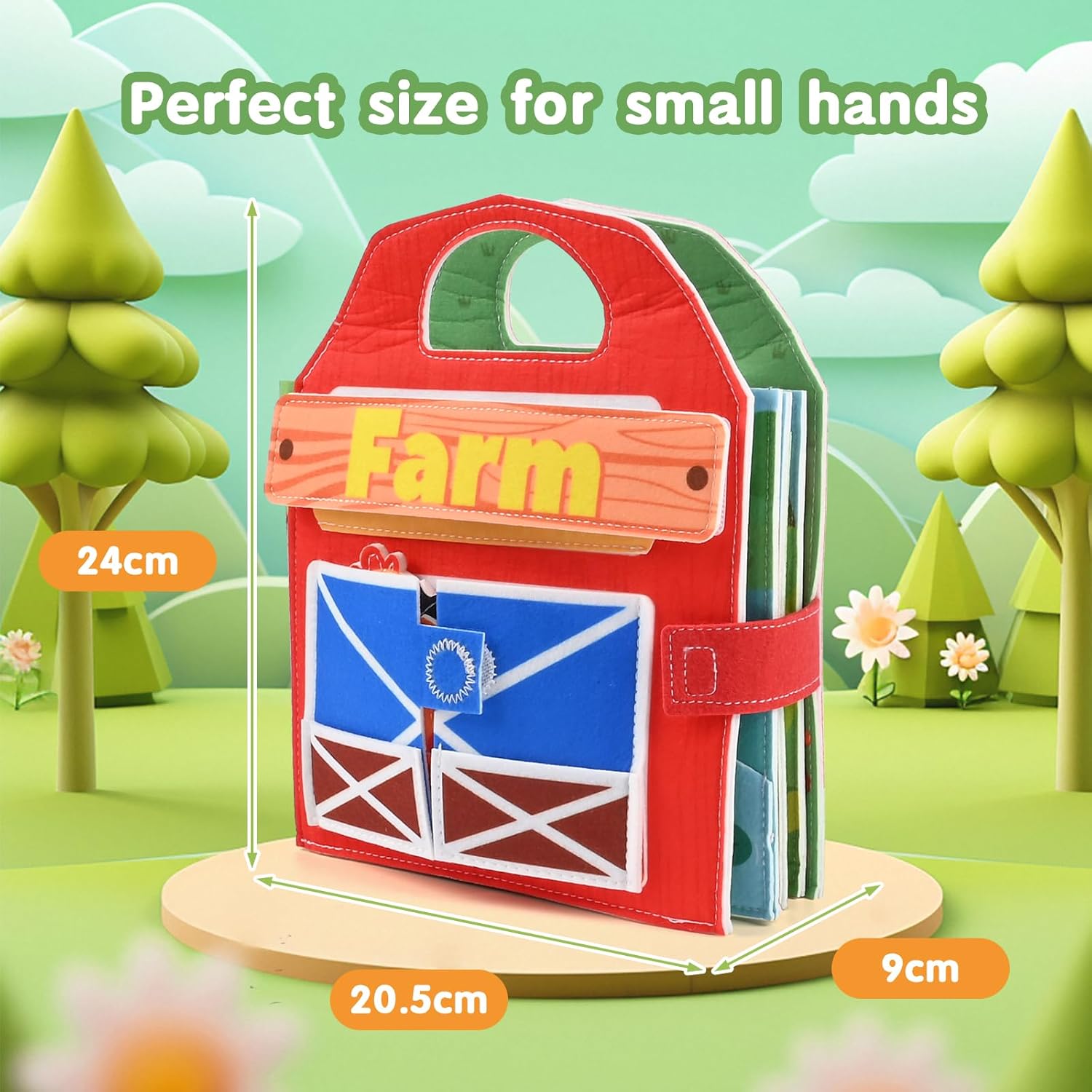 3D Felt Farm Quiet Book, Busy Board Montessori Toy from 1-3 Years, Quiet Book Activity Board for Children, Gift Toy Girls Boys