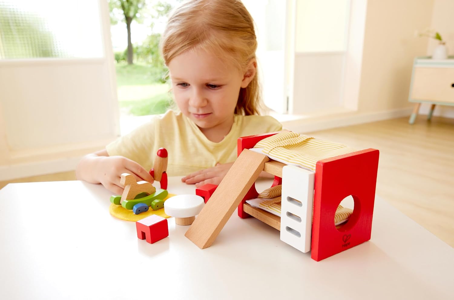 Fidtoy Dollhouse Children’s Room Furniture Set Wooden Pretend Play Toy