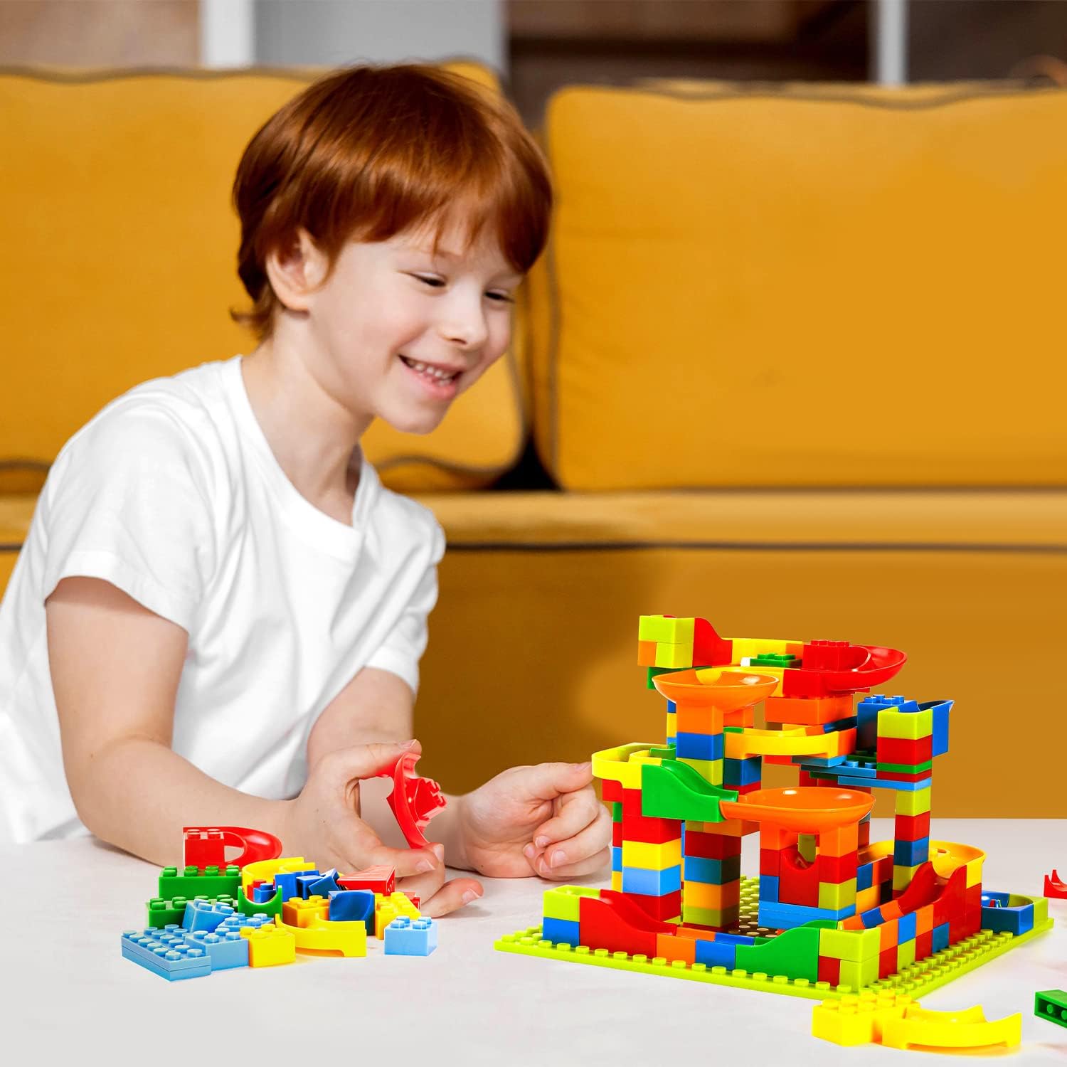Fidtoy Slideway Blocs de Construction 206 Pièces – Jeu de Construction de Circuit de Billes pour Enfants 6+