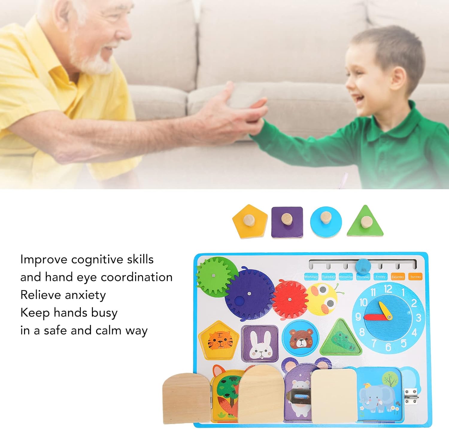 Horoper Fidget Blanket for Dementia, Seniors Fidget Board Stress Relieve Improve Coordination Calming Comforting Dementia Sensory Activities