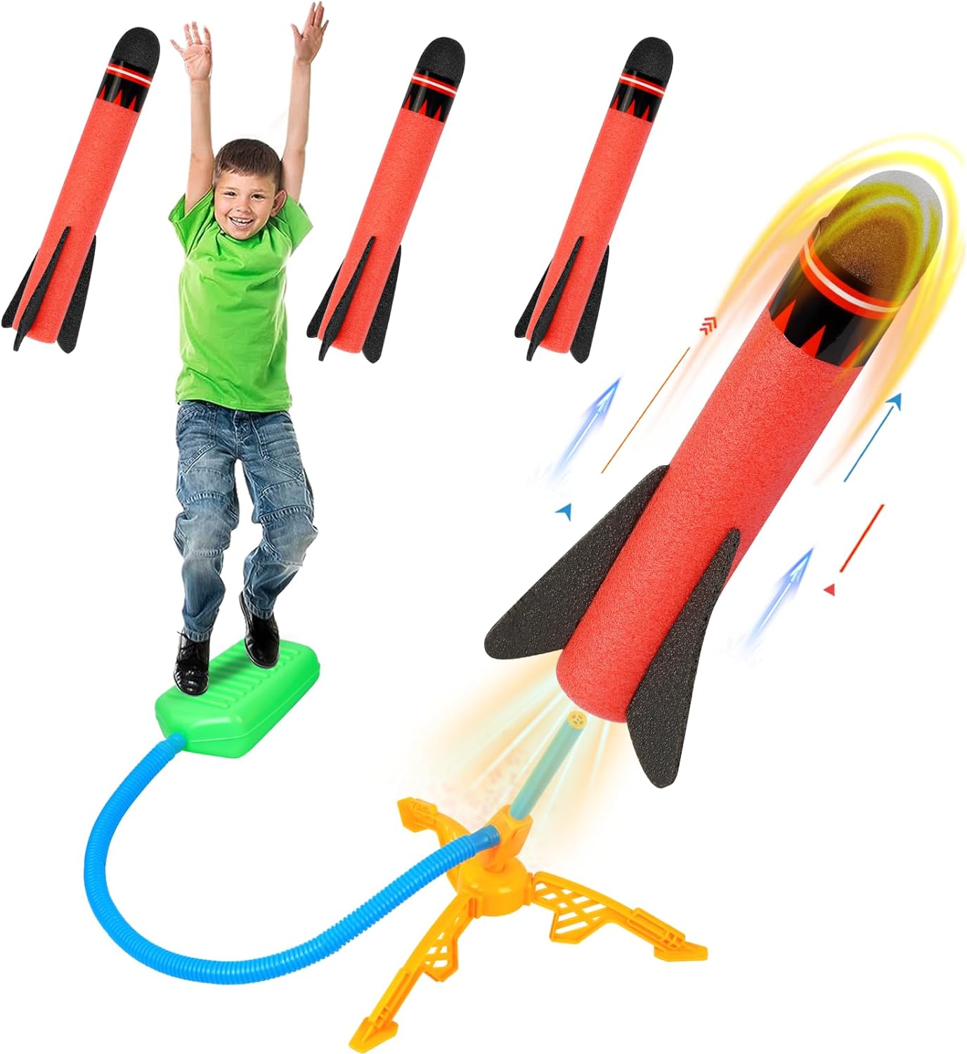 Fidtoy Air Rocket Launcher Toy for Kids – Outdoor Stomp Rocket STEM Active Play Toy