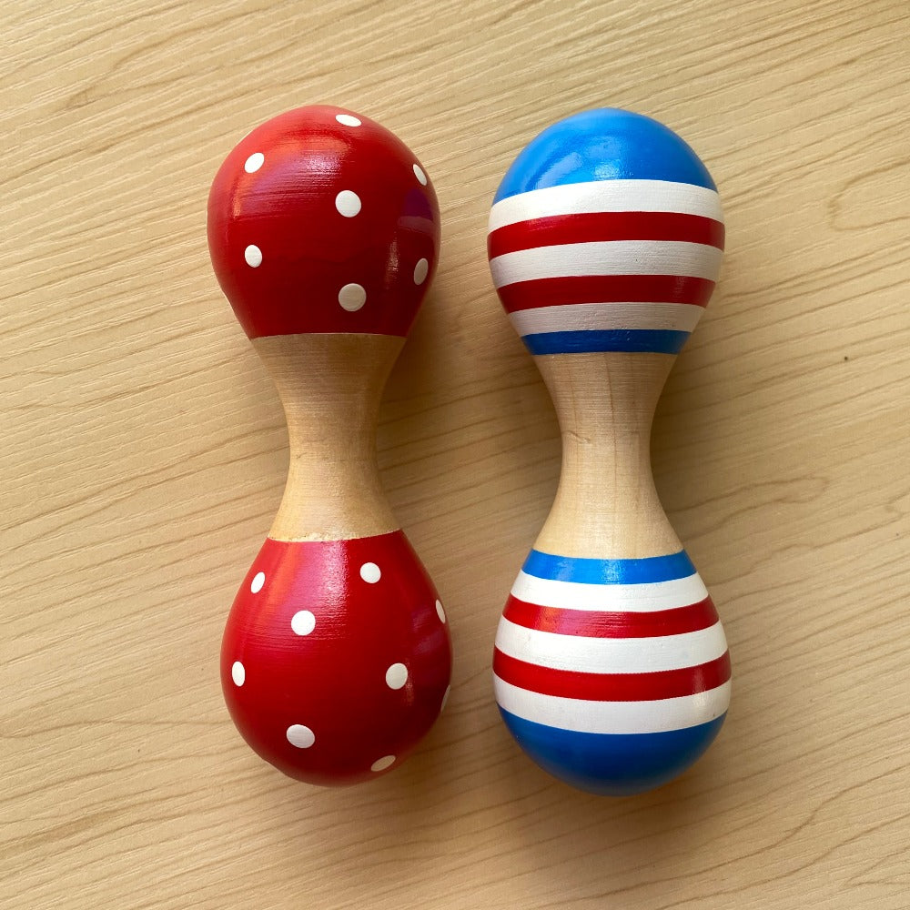 Wooden Double Ended Timber Baby Maraca Set of 4 - Musical Instruments