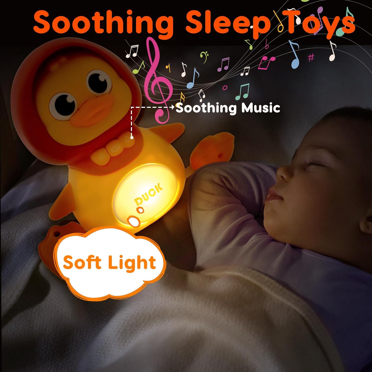 Fidtoy Baby Musical Duck Toy Set with Light Sound Crawling Fun
