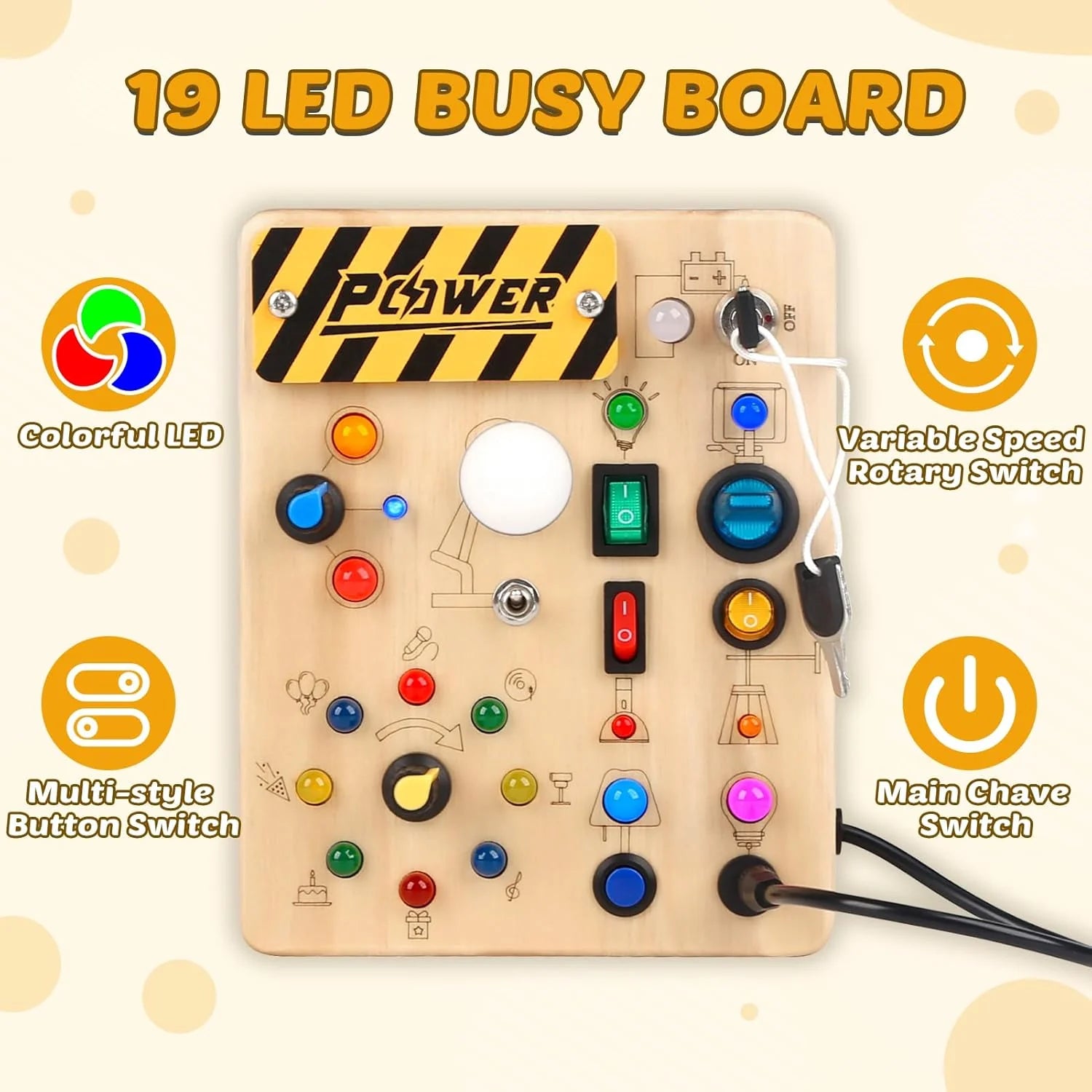 Tableau d'activités Montessori lumineux - Jouet d'apprentissage sensoriel pour tout-petits