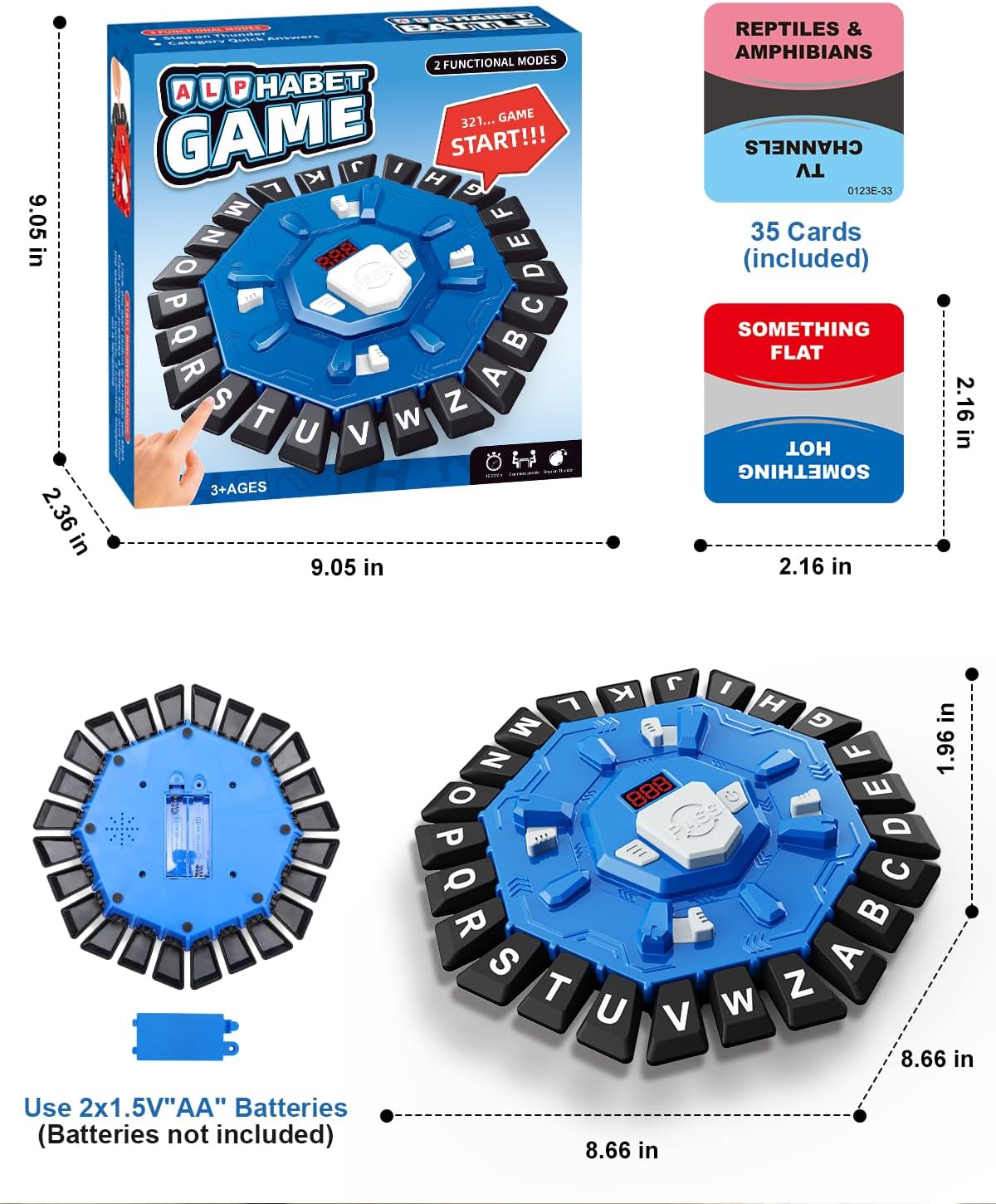 Fidtoy Fast-Paced Word Board Game for Kids and Adults, 10-Second Category Letter Game with LCD Timer, Family Vocabulary Party Game for 2–8 Players