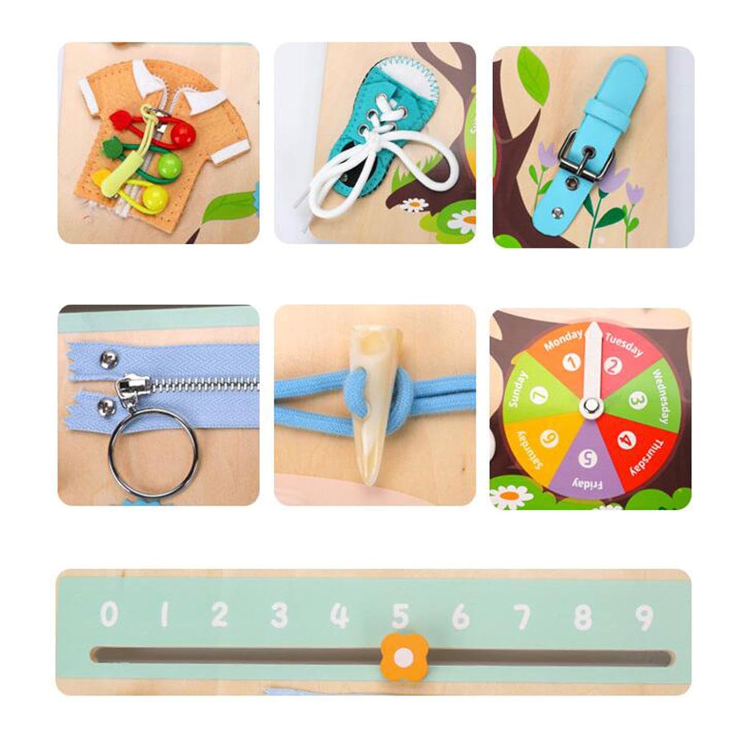 Wooden Busy Board Montessori Toy for Birthday Gift Children Plane Travel Toy Style B | Educational | Other Educational Toys