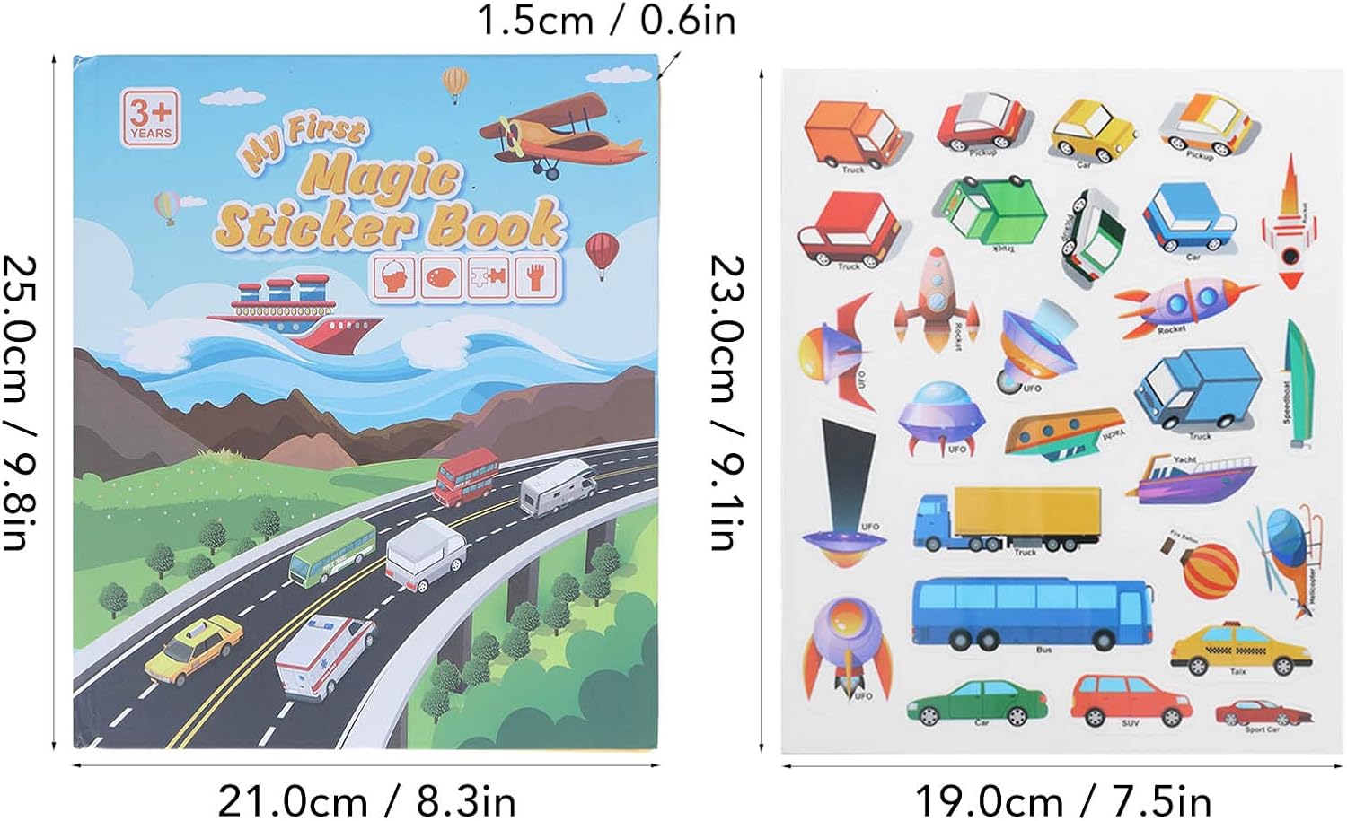 Reusable Sticker Book, Educational Learning Toy, Transport Game Stickers, Traffic Pad for Kids