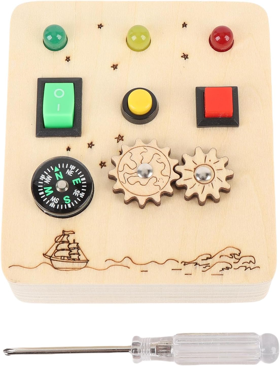 Ahşap Duyusal Tahta Anahtarı Oyuncak Kırmızı Yeşil Işık Anahtarı Oyunu Oyun Etkinliği Kurulu Eğitim Oyuncakları Seyahat Oyuncakları Çocuklar İçin LED Işık Anahtar Tahta Oyunu