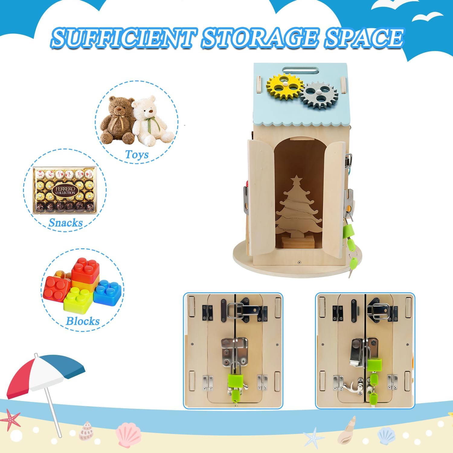 Spobot 8-in-1 Wooden Activity Cube for Kids, Montessori Toys for 12+ Months Toddlers, One Year Old 1st First Birthday Gift, Educational Learning Toys for Baby Boys Girls Age 1 2 3