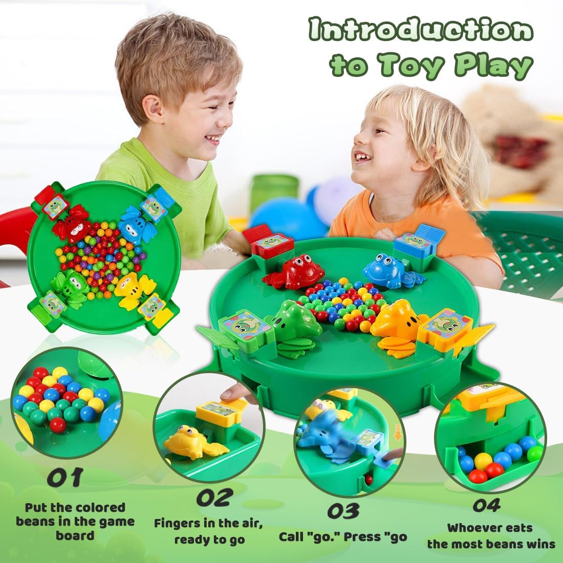 Fidtoy Hungry Frog Catch Beads Active Family Board Game for Kids Multiplayer Reflex Indoor Play
