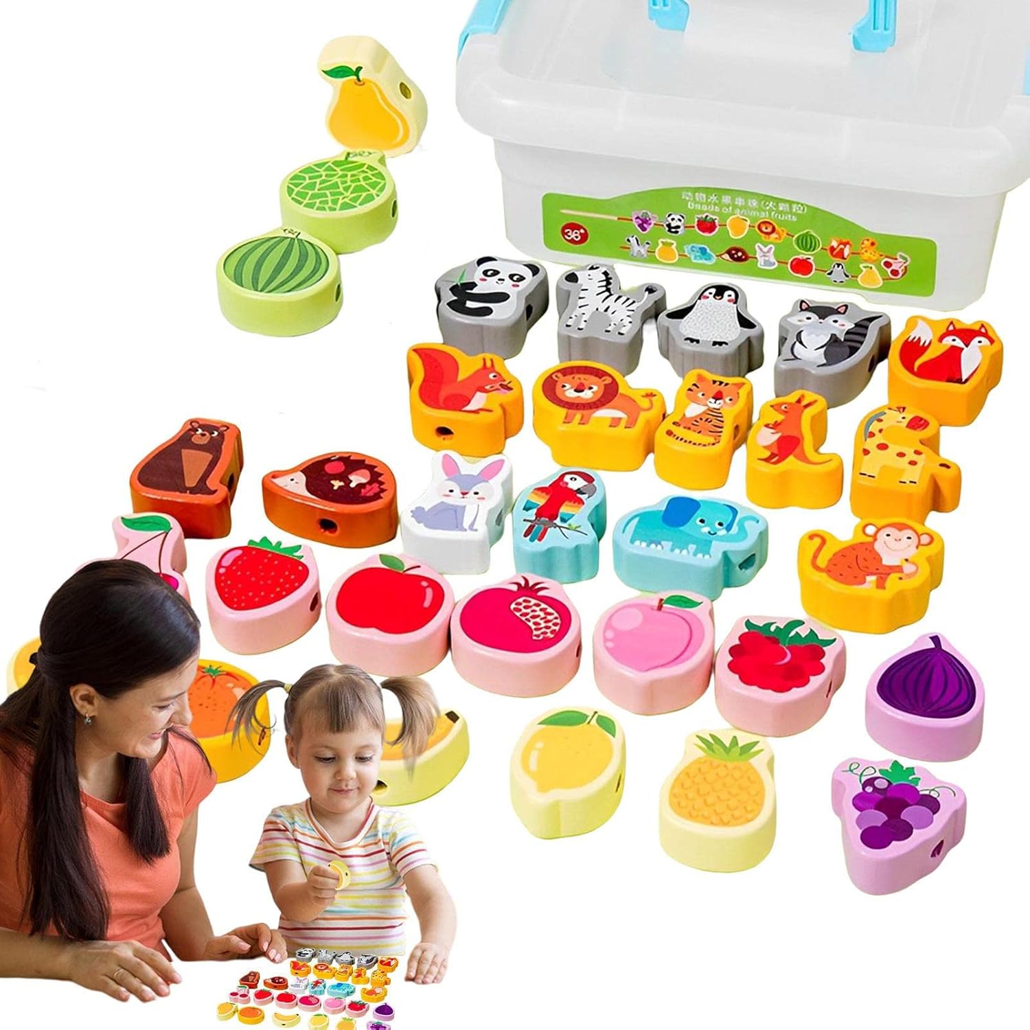 Cordones | Juego Hilo Bricolaje,Juguetes Madera para niños y niñas