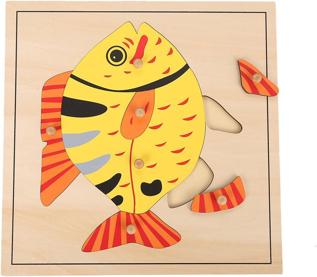 Montessori Nature Materials Fish Puzzle for Early Preschool Learning Toy