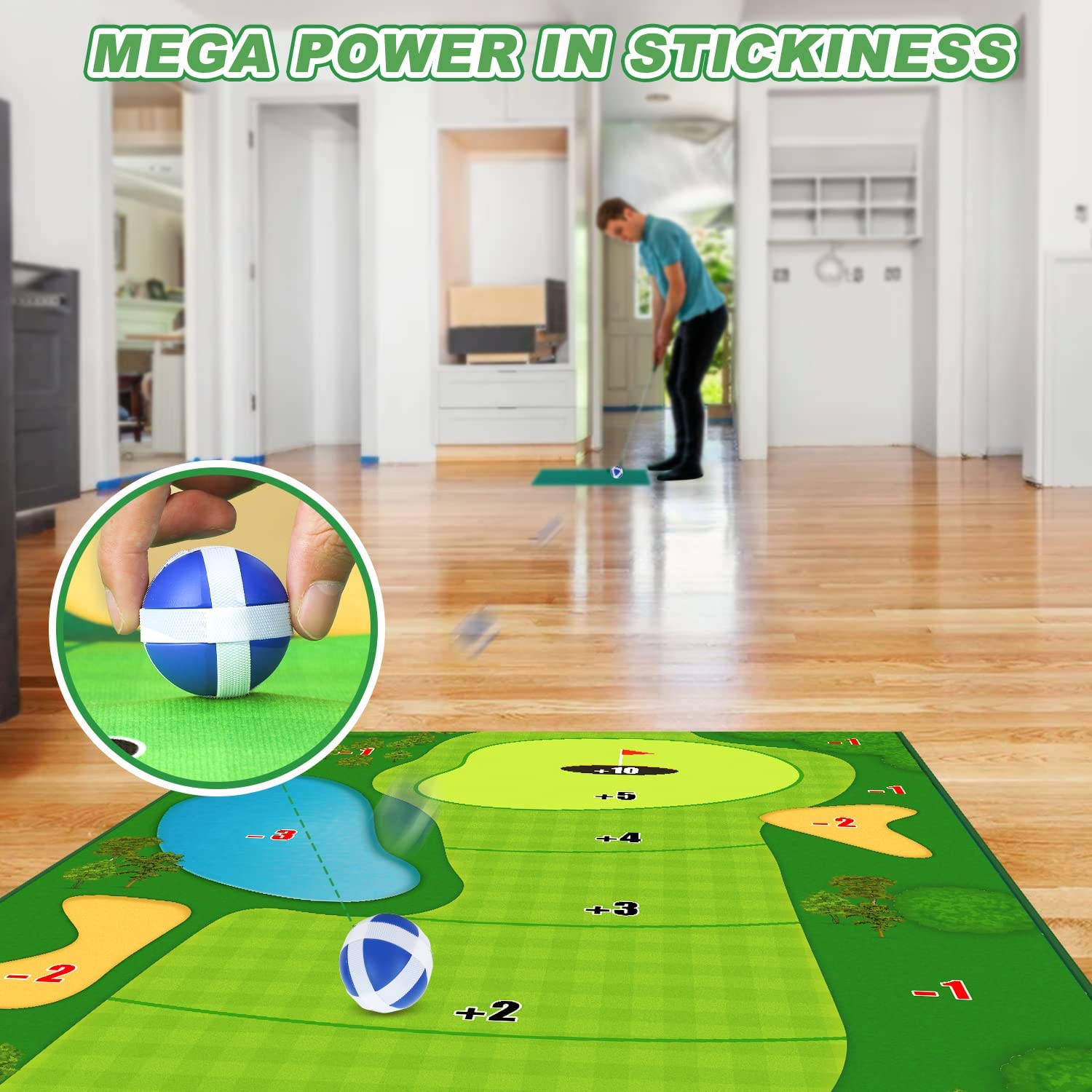 Fidtoy Chipping Golf Mat Game with Sticky Balls for Family Fun