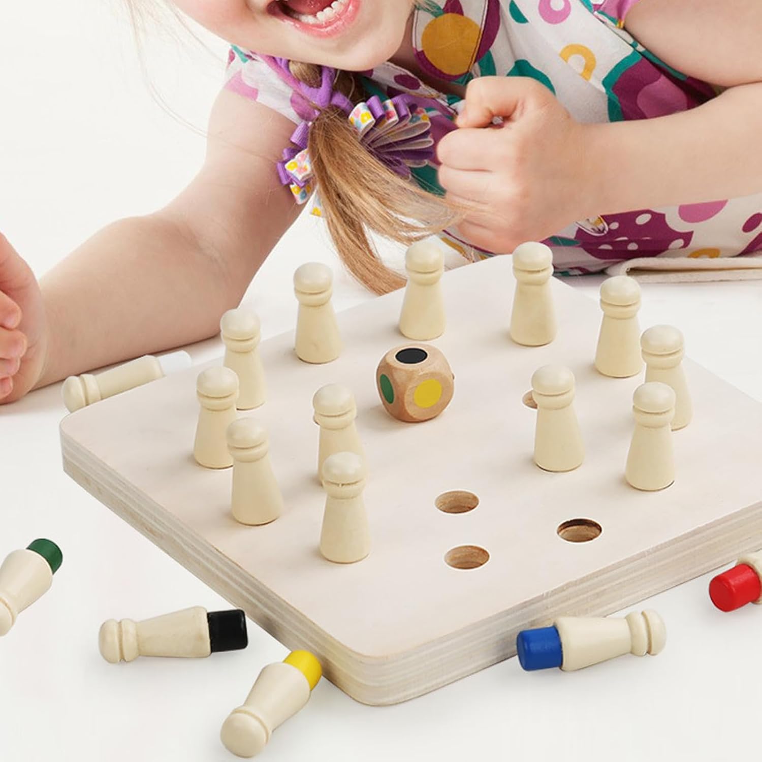 Fidtoy Wooden Color Memory Chess Game for Kids | Montessori Memory Matching Board Game, Color Recognition, Attention, Fine Motor Skills & Family Game Night Toy Age 2-6