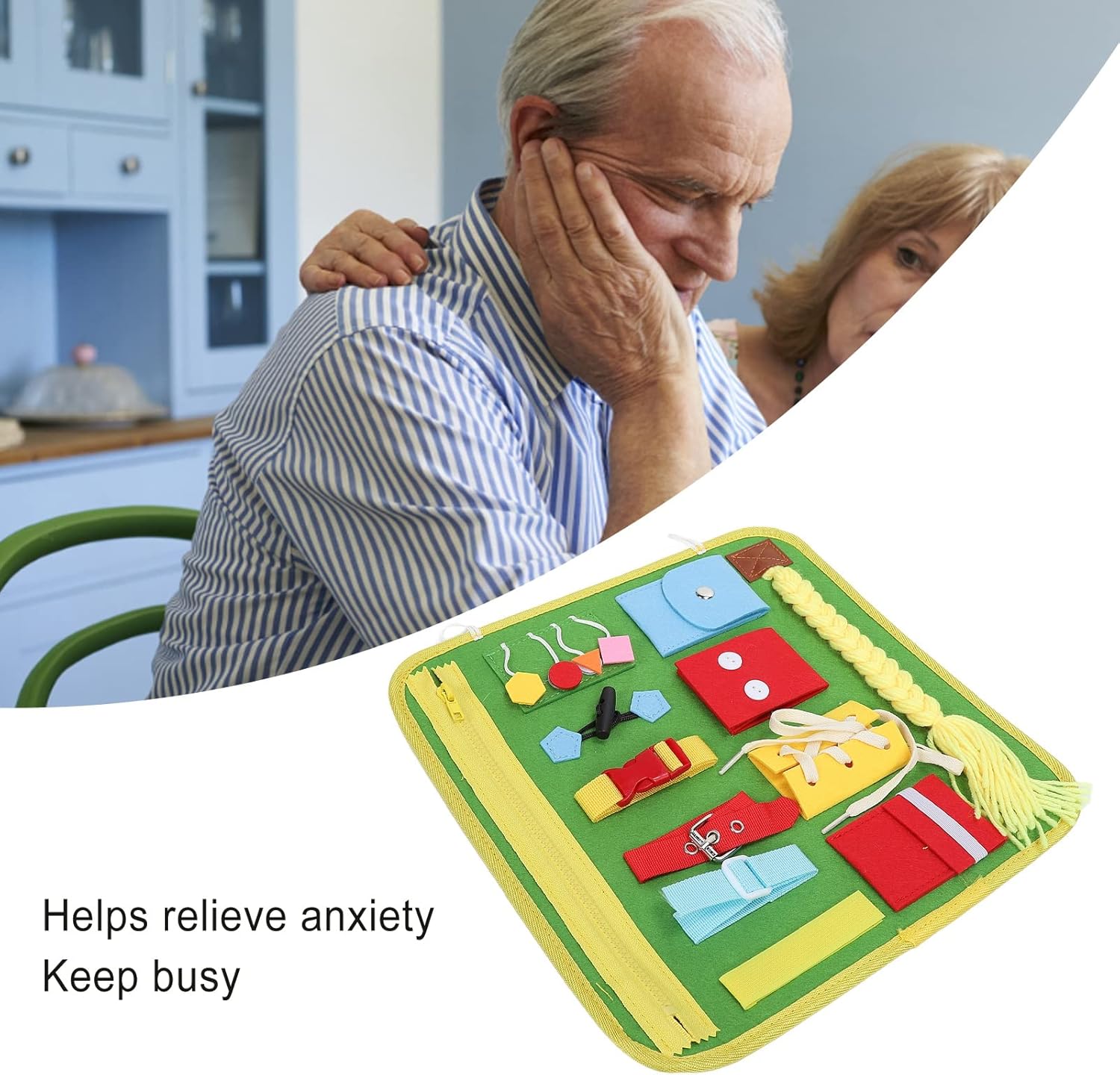 Fidget Blanket for Elderly,Dementia Alzheimers Products,Sensory Blanket Memory Loss Fidget Toys,Anxiety Relief Improves Mental Anxiety Sensory Blanket