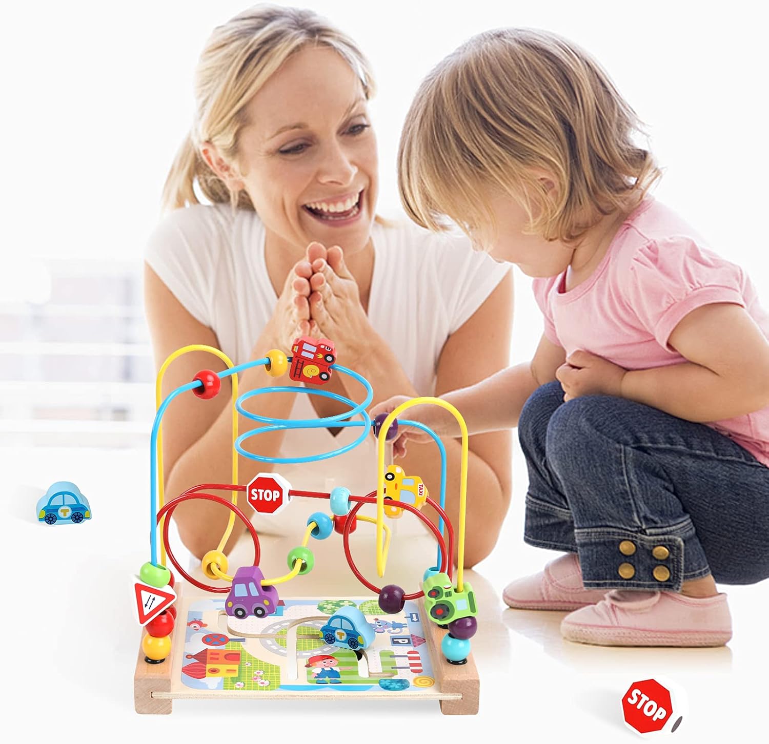 Fidtoy Jouet labyrinthe en perles en bois pour tout-petits