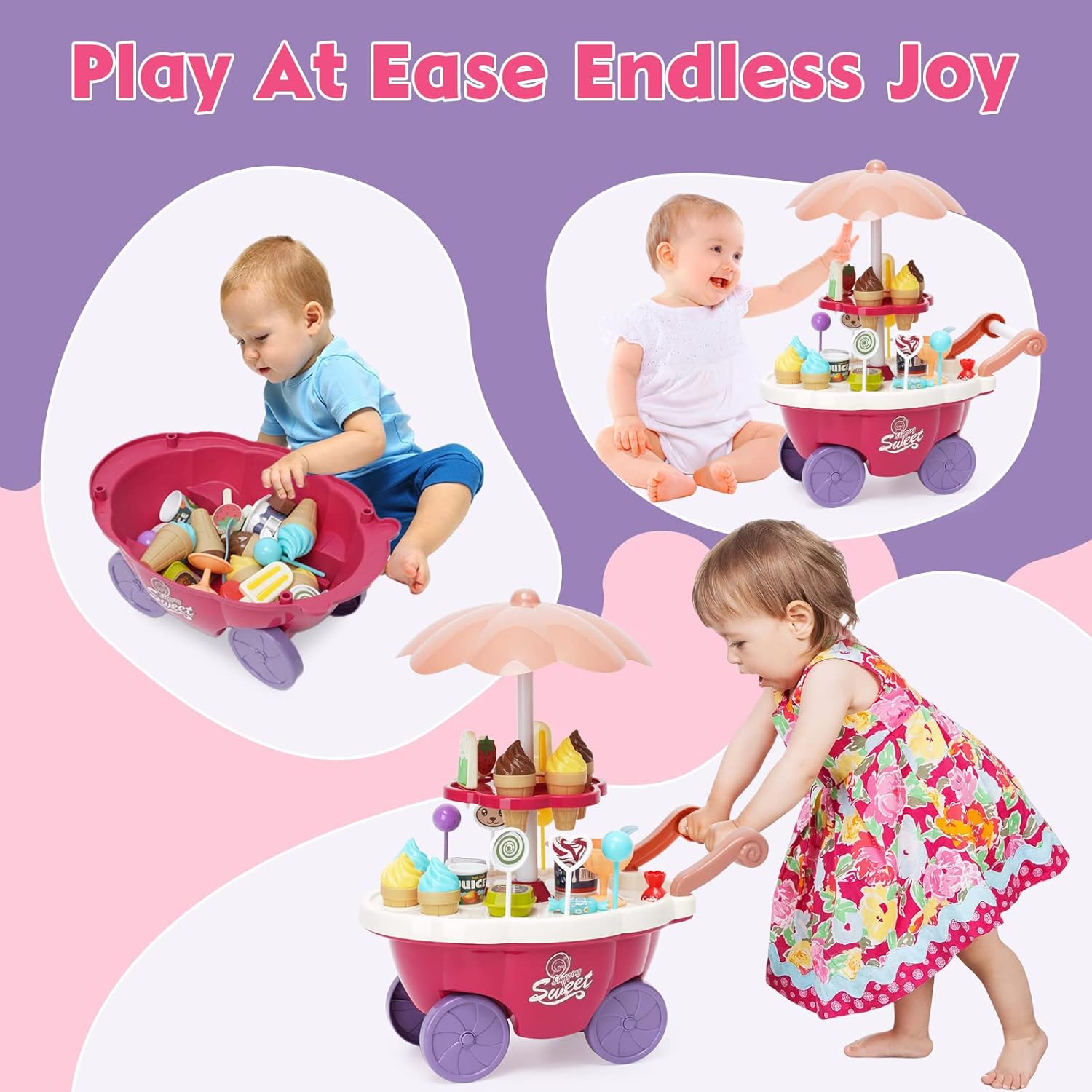 Fidtoy Ice Cream Truck Playset with Light Sound and 30 Pieces