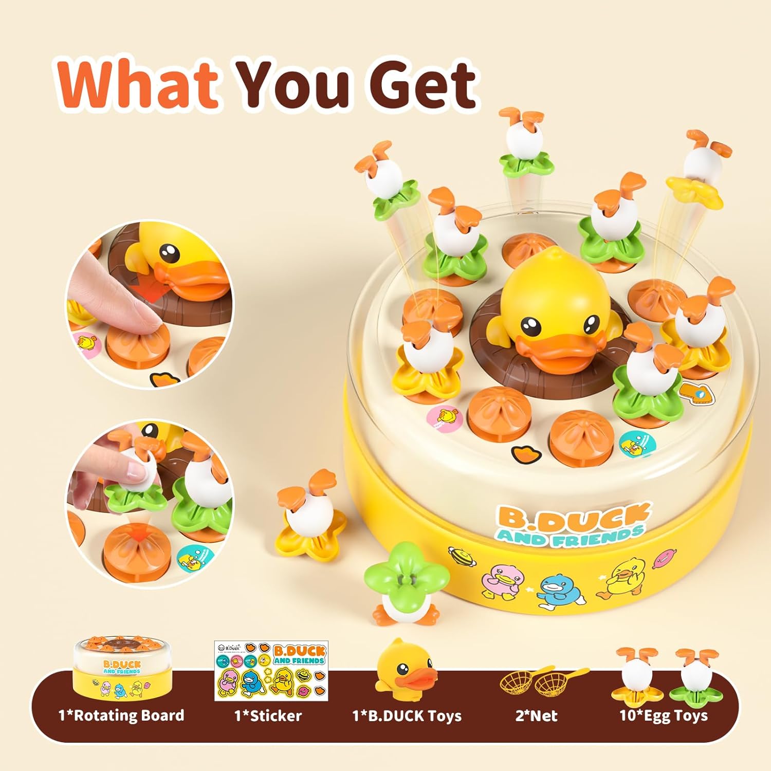 Fidtoy Duck Catching Game with Music Lights and Jumping Eggs