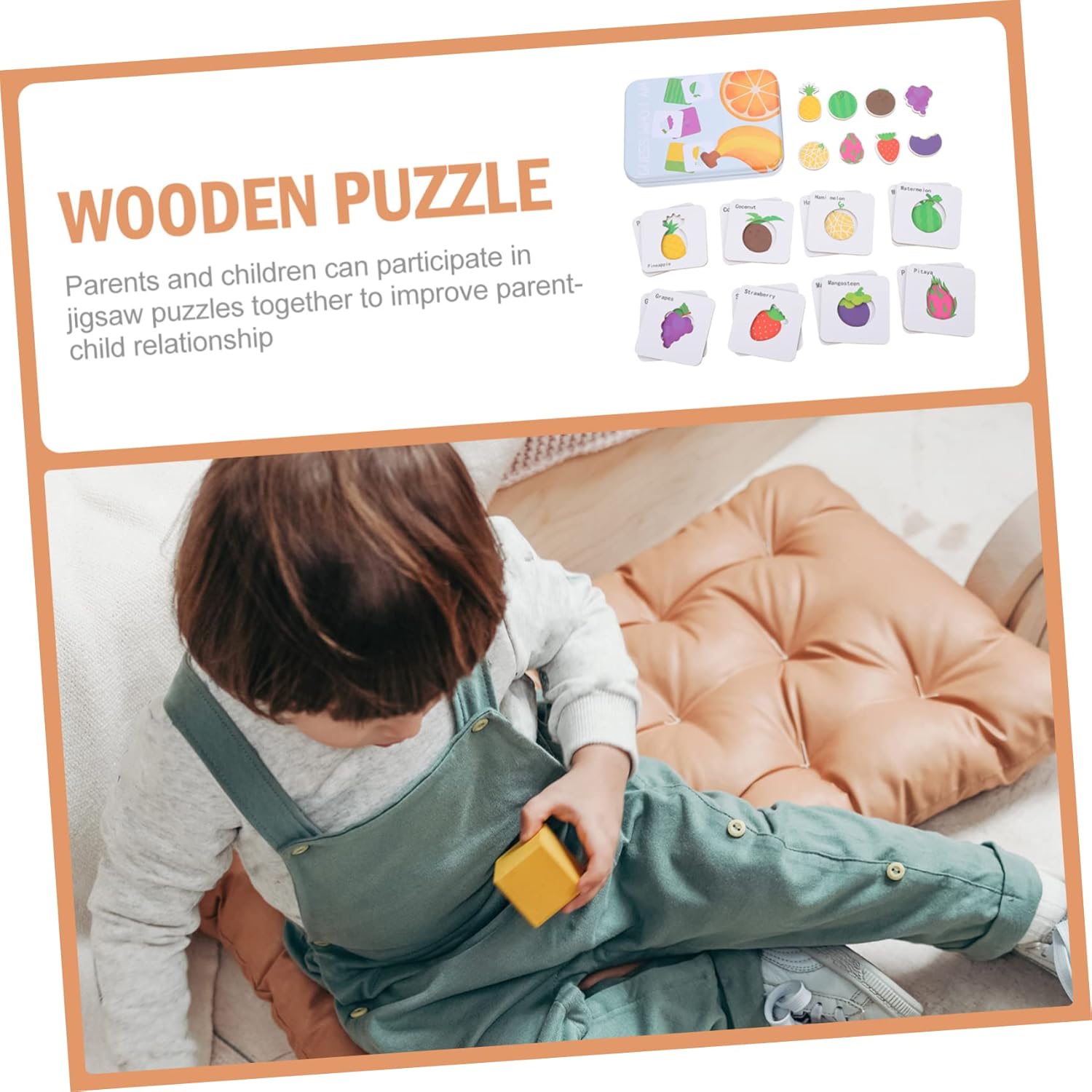 CIYODO 1 Game Puzzle Cognitive Word Animal Matching Puzzle Game Letter Learning Game Learning Cards Parent-child Tin Box Wooden Game Set