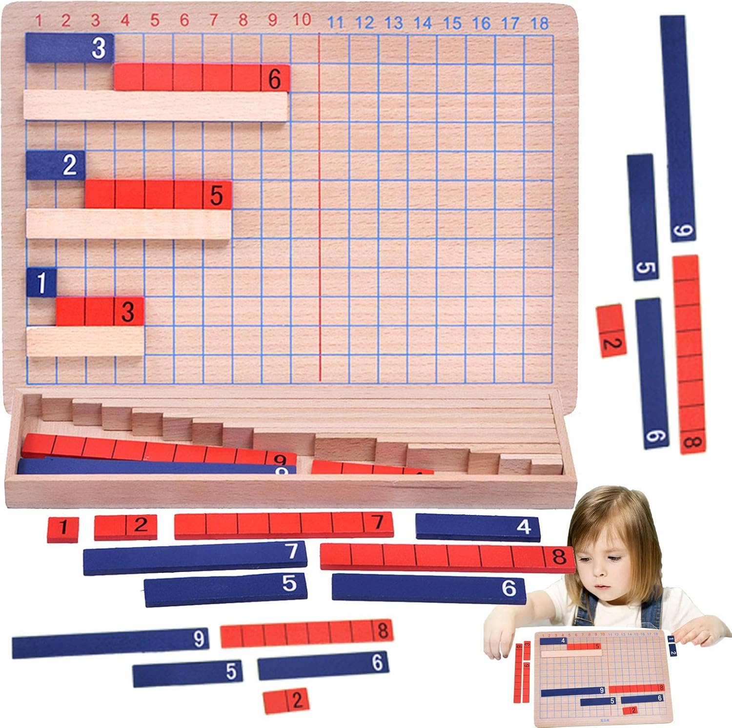 5 Pcs Addition And Subtraction Board - Wooden Subtraction Board,Calculation Board For Kids, Addition & Subtraction Board For Preschool Kid Fpgear