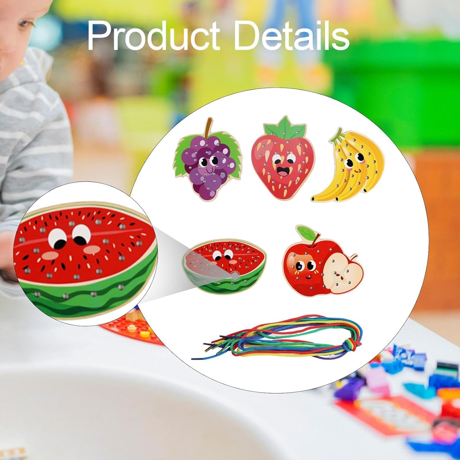 Lacing Cards for Preschoolers and Kids Motor Skills Toys Wooden Sewing Cards Style D|Other Educational Toys|Toys & Hobbies