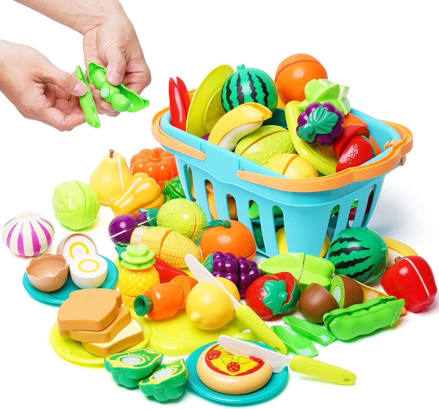 Fidtoy Cutting Fruits and Vegetables Toy Set – Pretend Play Kitchen Food Toy for Toddlers