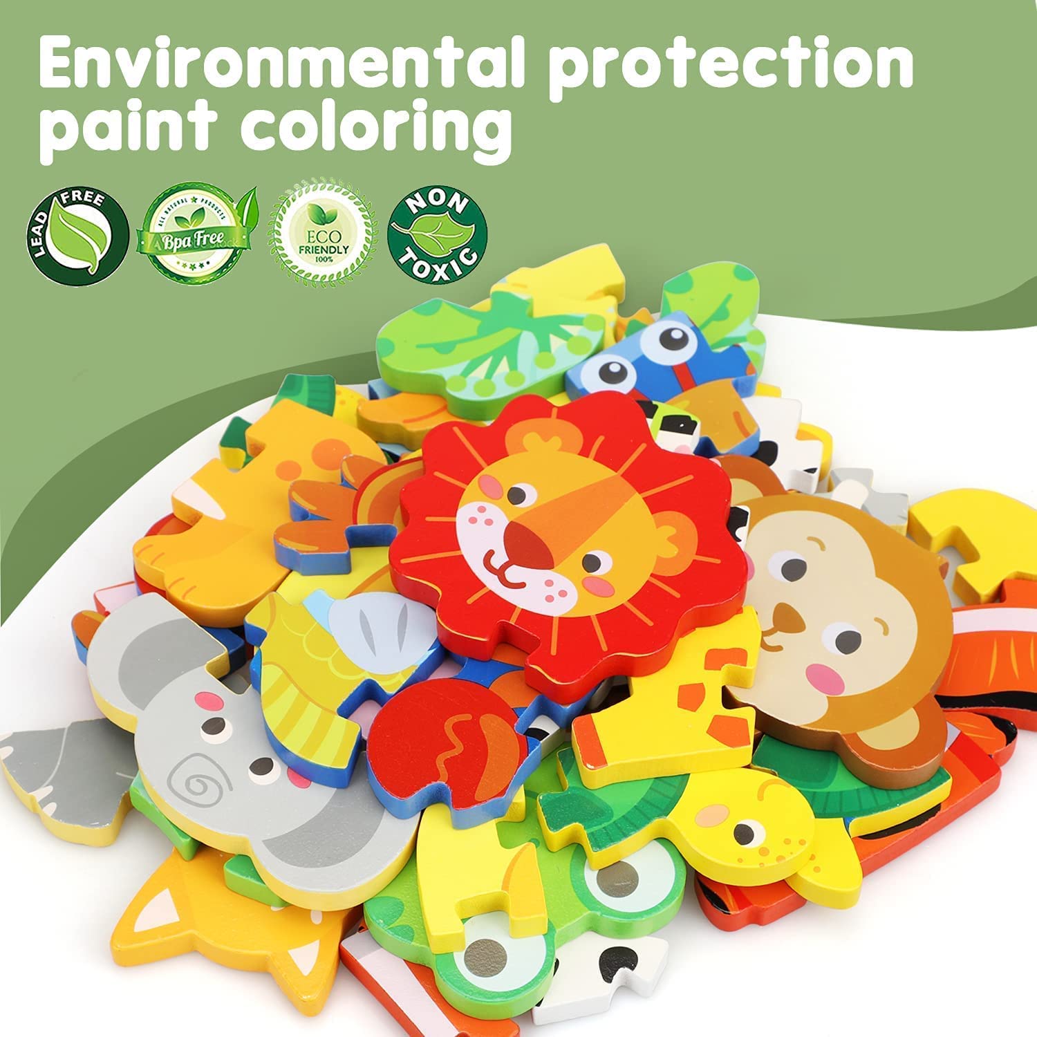 6 Pack Wooden Puzzles for Toddlers