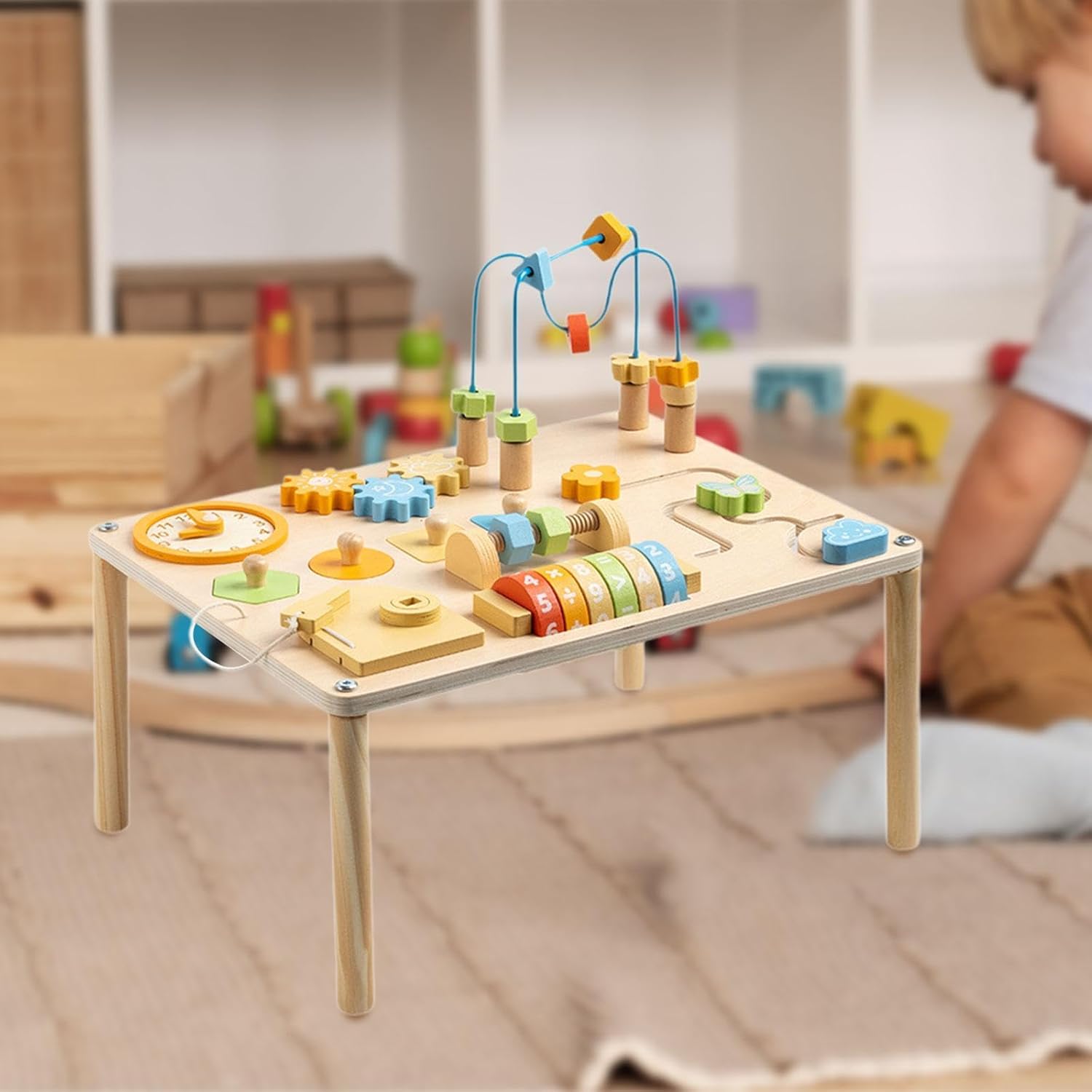Activity Table Gears Blocks Shape Sorter for Children 1 2 3 4 Year Old Baby