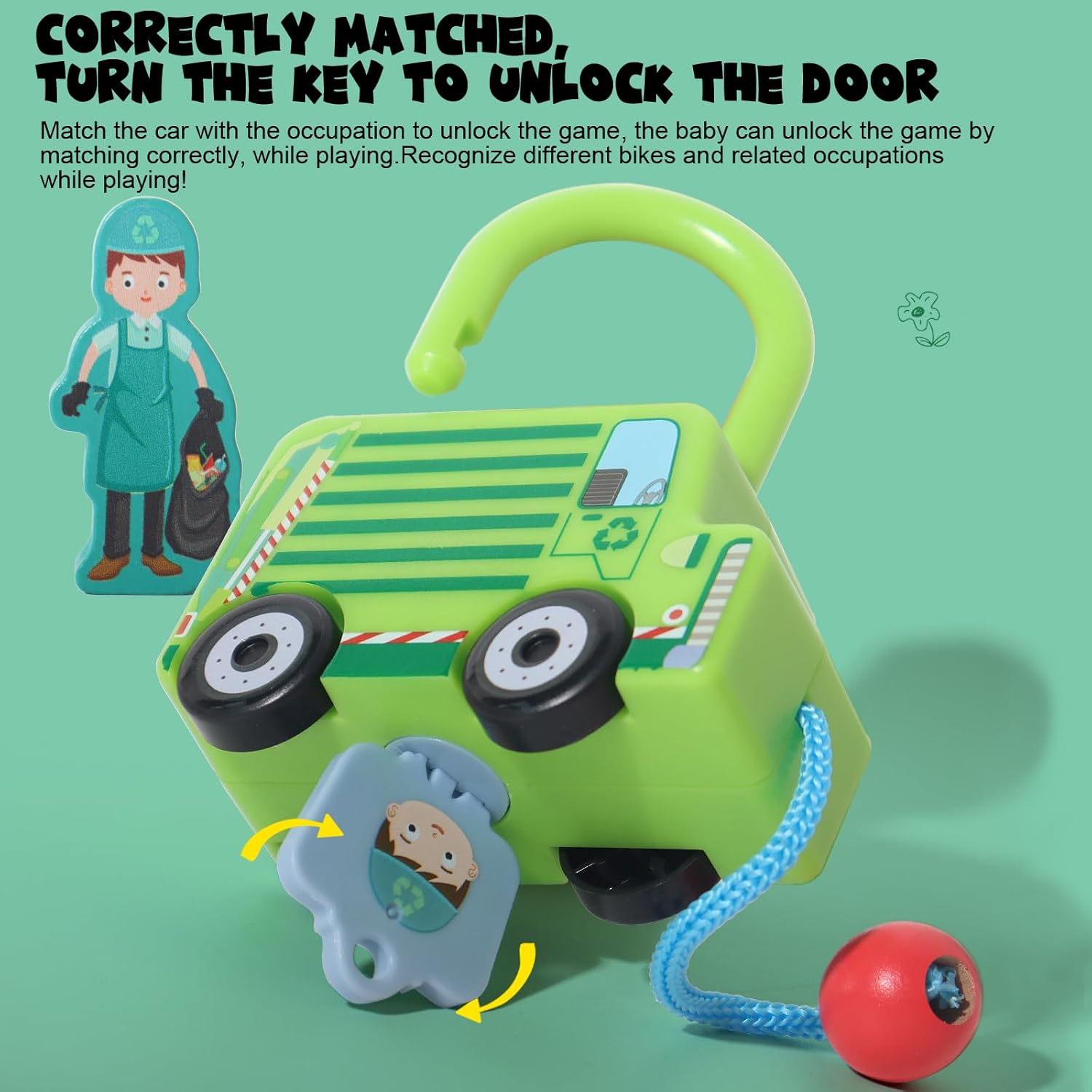 Montessori Toy for 18+ Months Old Toddler, Lock and Key Car Toys,aby Sensory Fine Motor Skills Developmental Toys, Preschool Children, Gifts Age 1 2 3 4 One Two Year Old Boys Girls