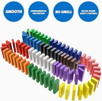 Fidtoy Wooden Domino Blocks Set Colorful Learning Game