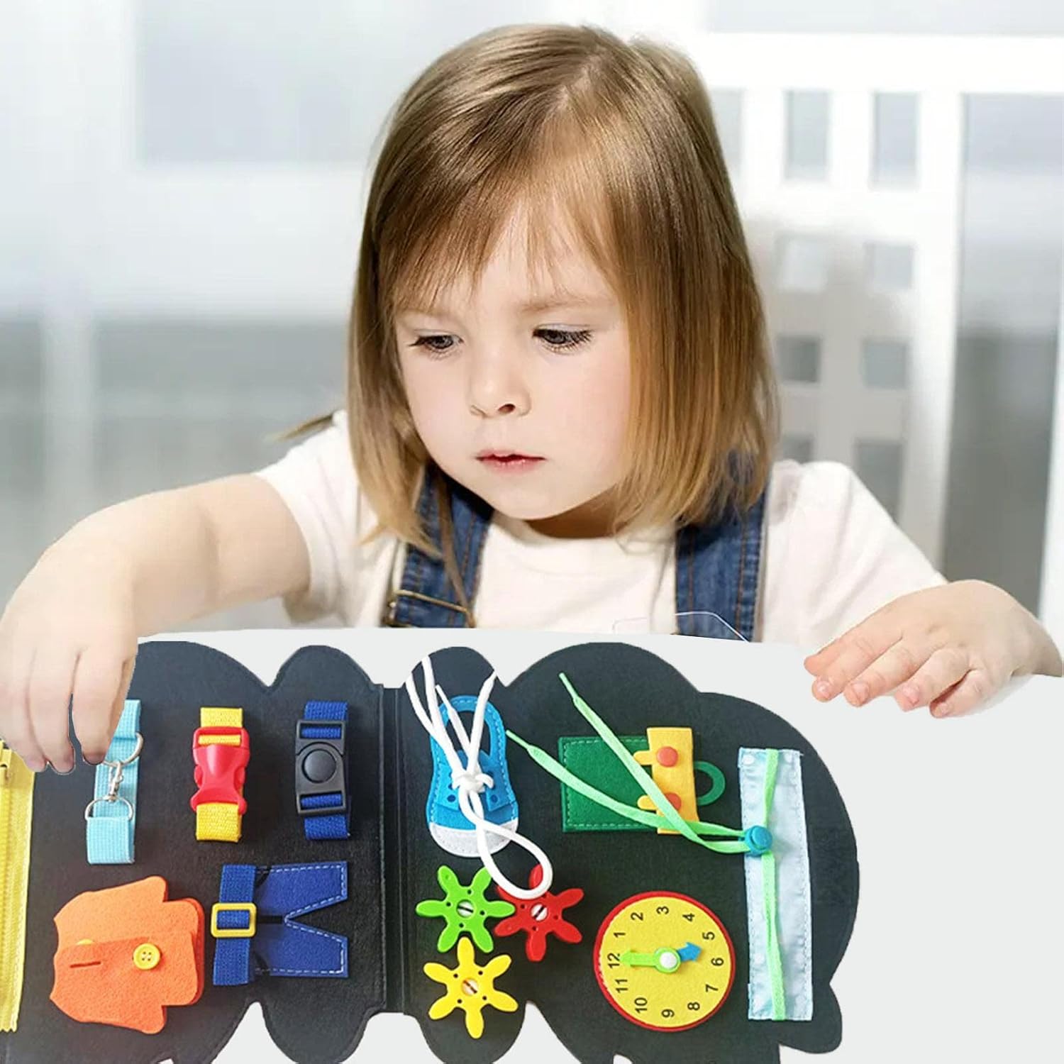Libro de fieltro silencioso - Libro ocupado preescolar de dinosaurio de fieltro para niños pequeños | Carpeta de actividades de aprendizaje preescolar para niños pequeños y libro de juguetes de Fiaoen