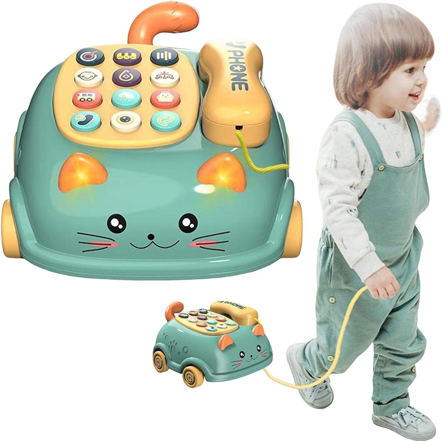 Fidtoy Interactive Toy Phone Car for Toddlers Learning Toy with Sounds and Pretend Play