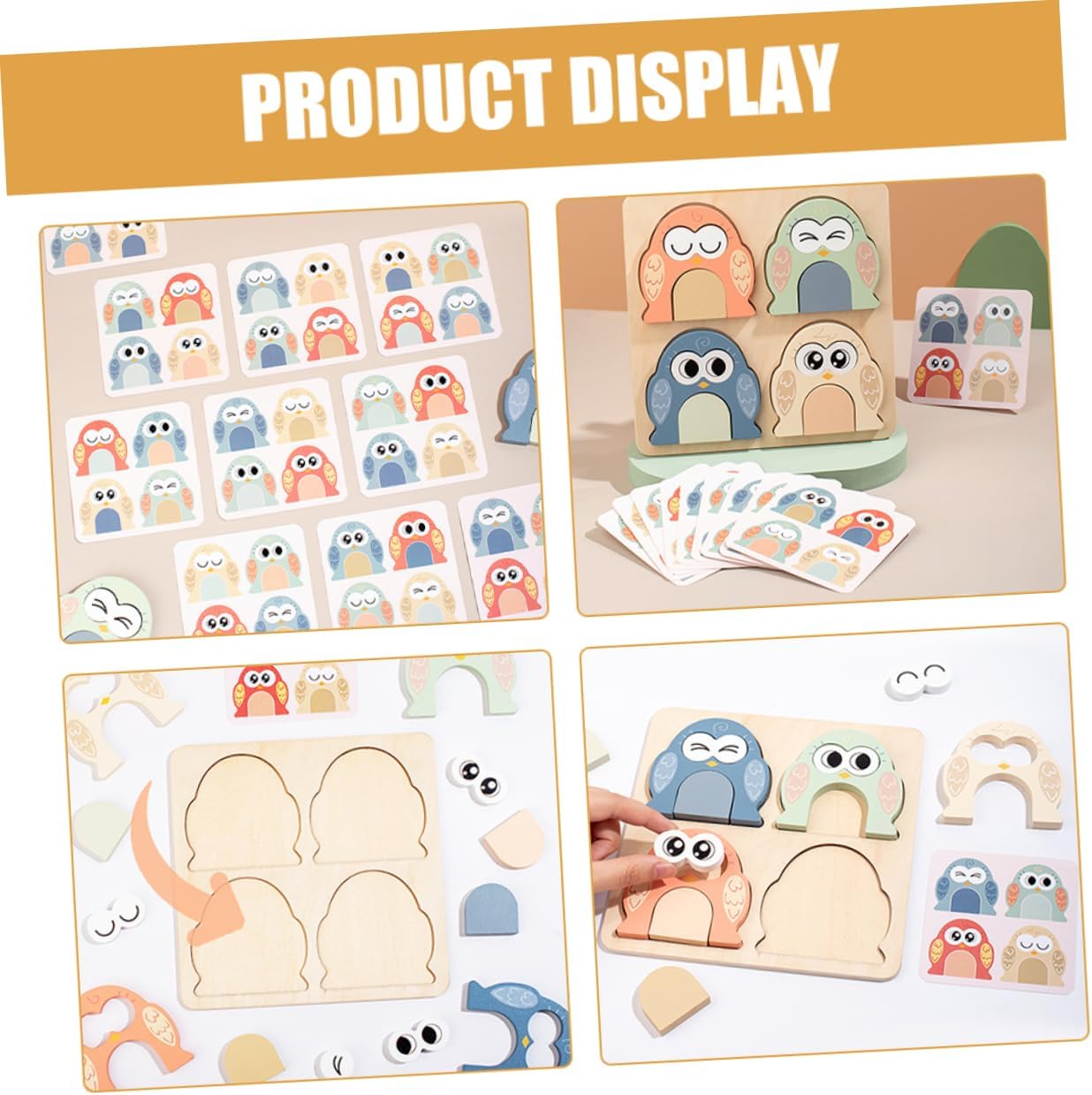 SUPVOX Giocattolo di Legno Abbinato per Ragazzo Ragazza con Blocchi di Espressione di Animali per Educazione Precoce e Apprendimento Cognitivo di Giochi di Abbinamento Puzzle di Legno