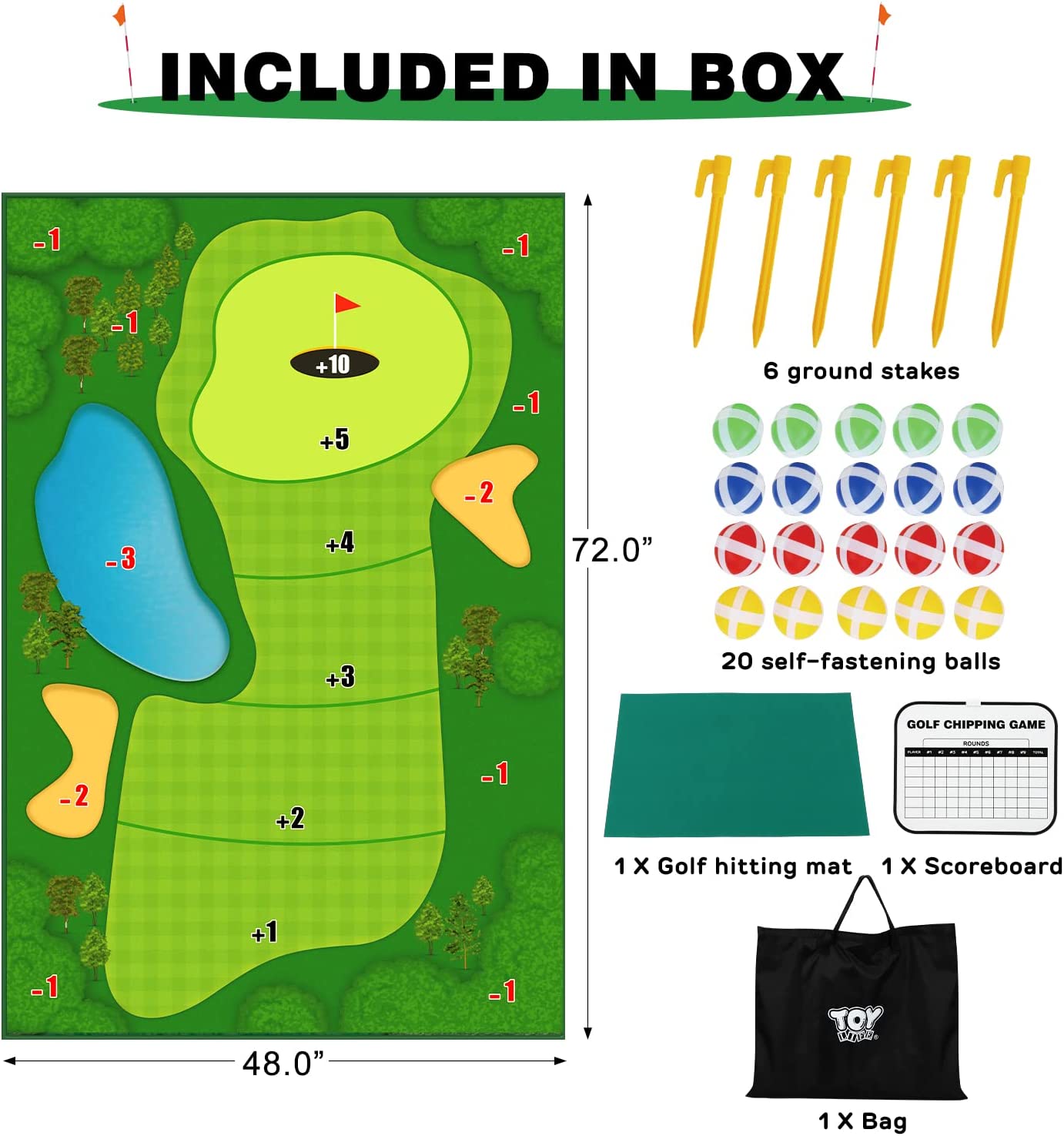 Fidtoy Chipping Golf Mat Game with Sticky Balls for Family Fun