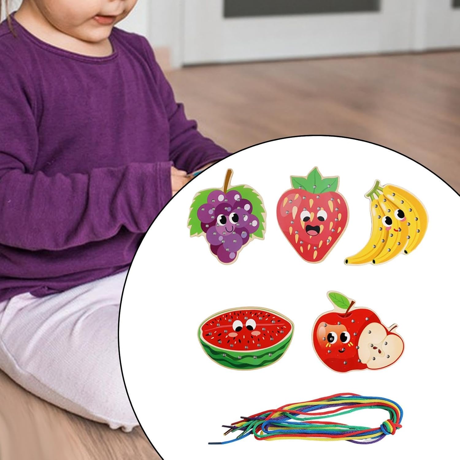 Lacing Cards for Preschoolers and Kids Motor Skills Toys Wooden Sewing Cards Style D|Other Educational Toys|Toys & Hobbies