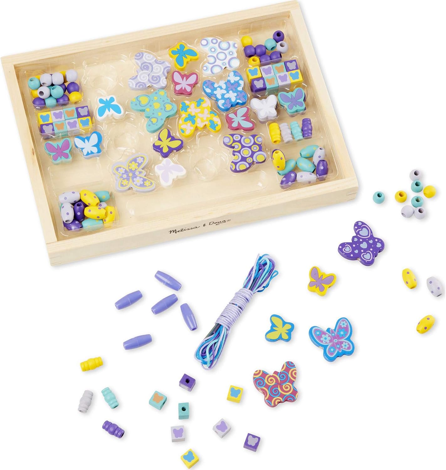 Fidtoy Papillon Perles en Bois pour la Fabrication de Bijoux pour Enfants