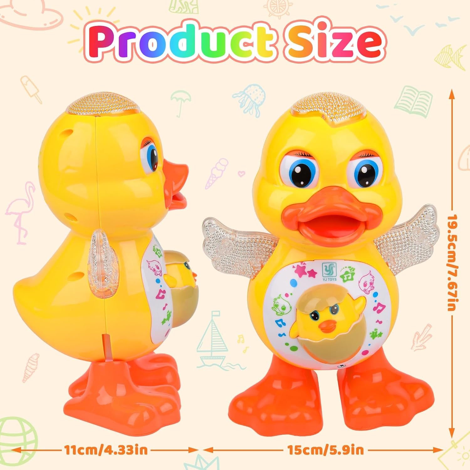 Fidtoy Musical Dancing Duck Toy with Lights and Music – Interactive Moving Duck Toy for Toddlers and Kids