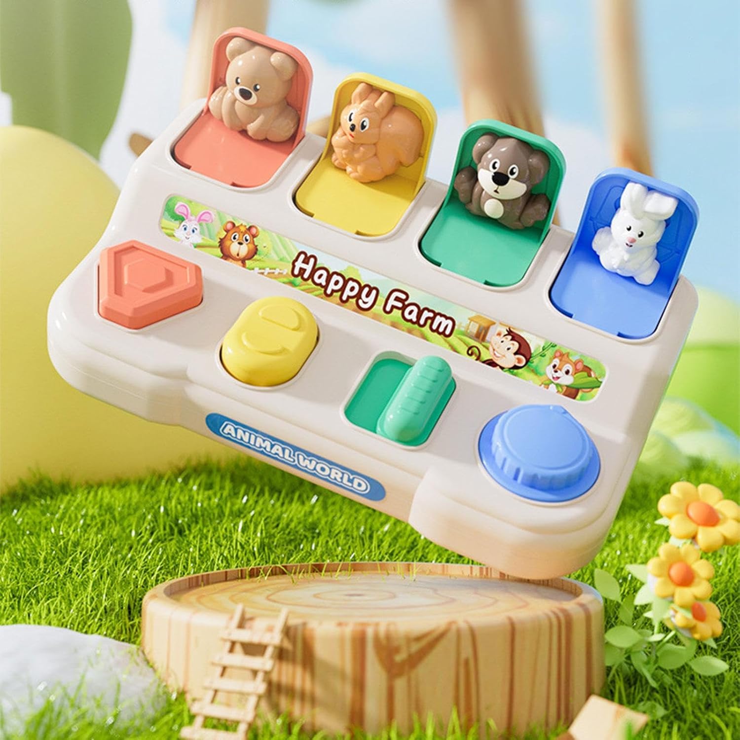 Fidtoy Montessori Pop Up Animal Activity Toy for Toddlers Fine Motor Quiet Learning Toy